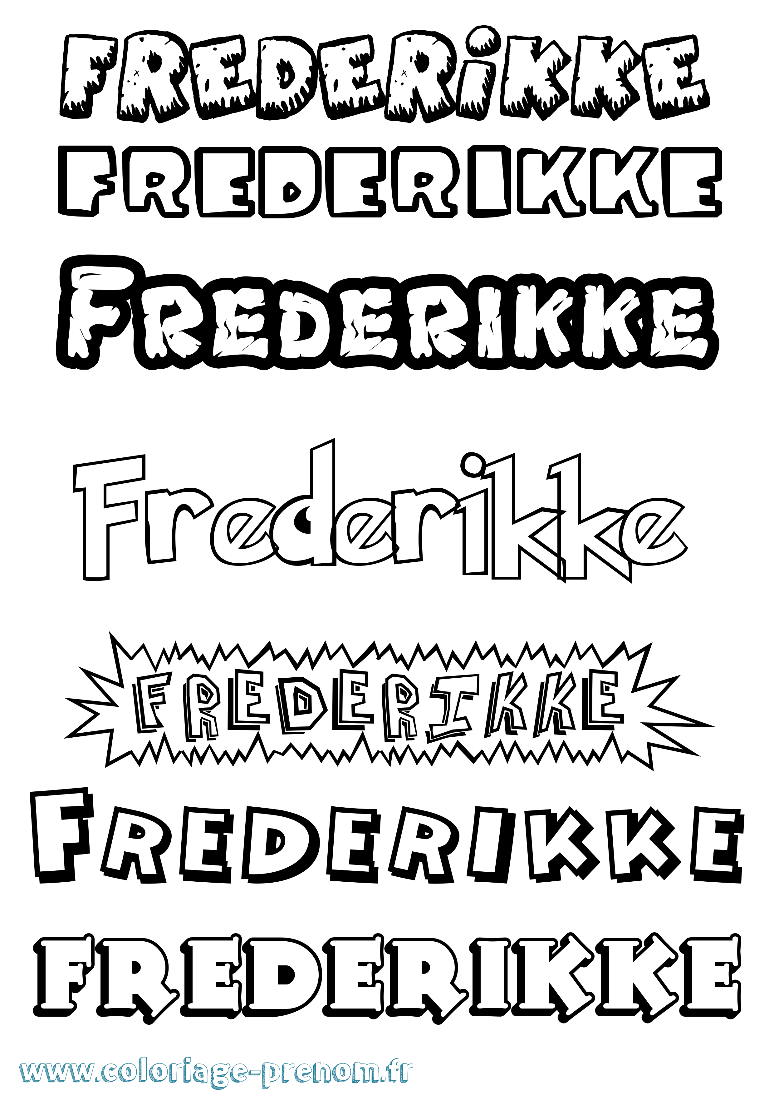 Coloriage Frederikke Dessin Animé Coloriage prénom Frederikke Dessin Animé