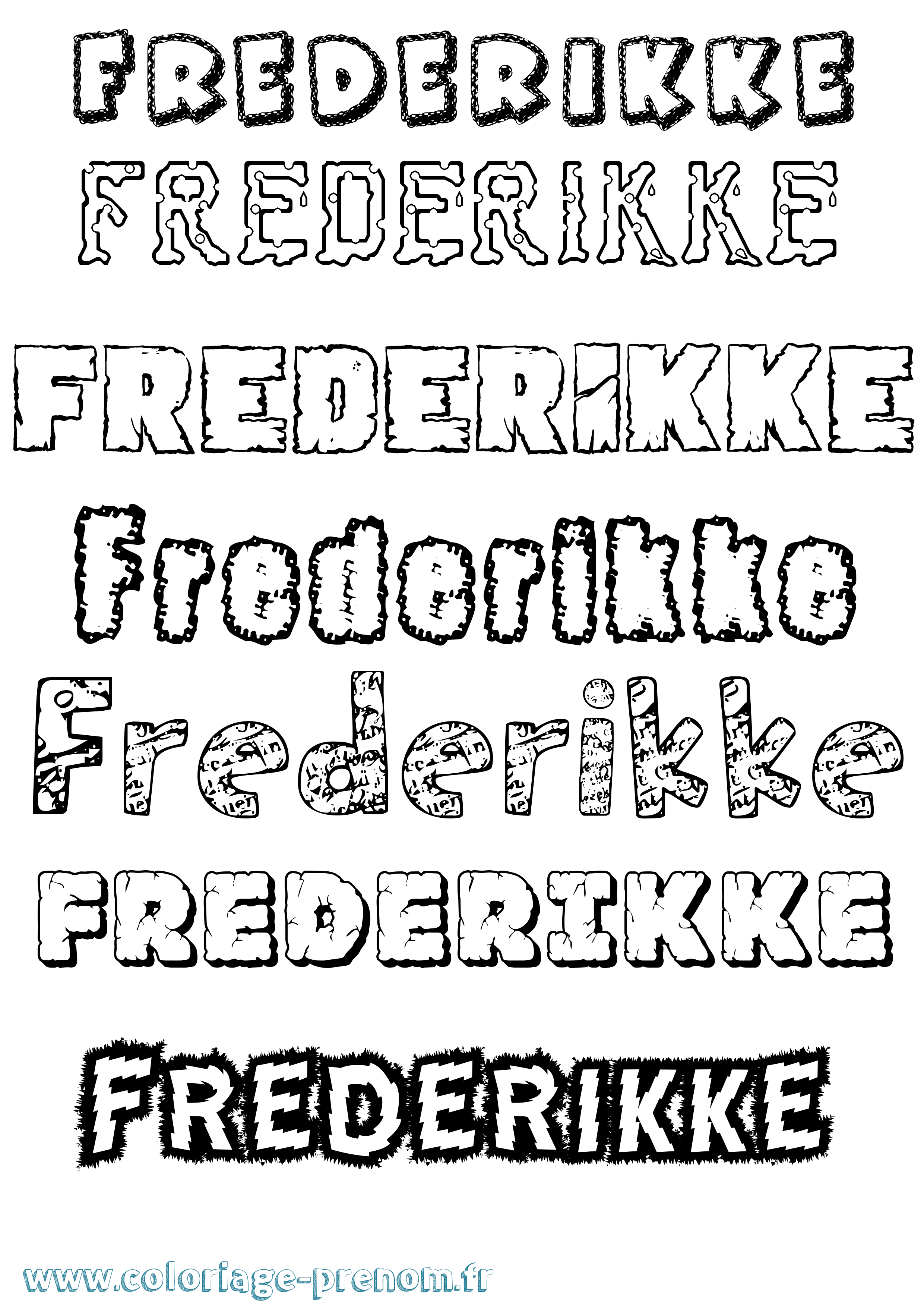 Coloriage prénom Frederikke Destructuré