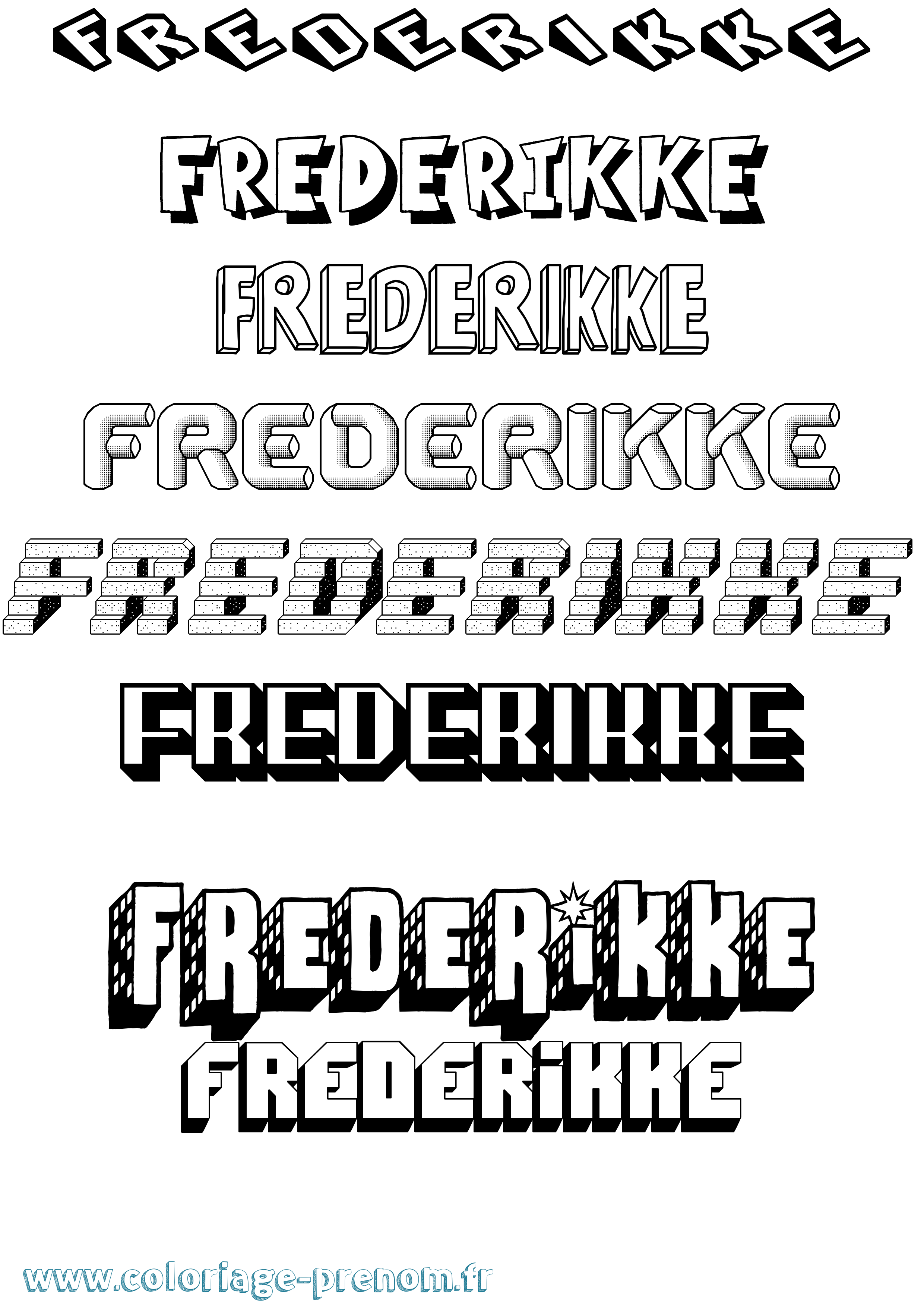 Coloriage Frederikke Effet 3D Coloriage prénom Frederikke Effet 3D