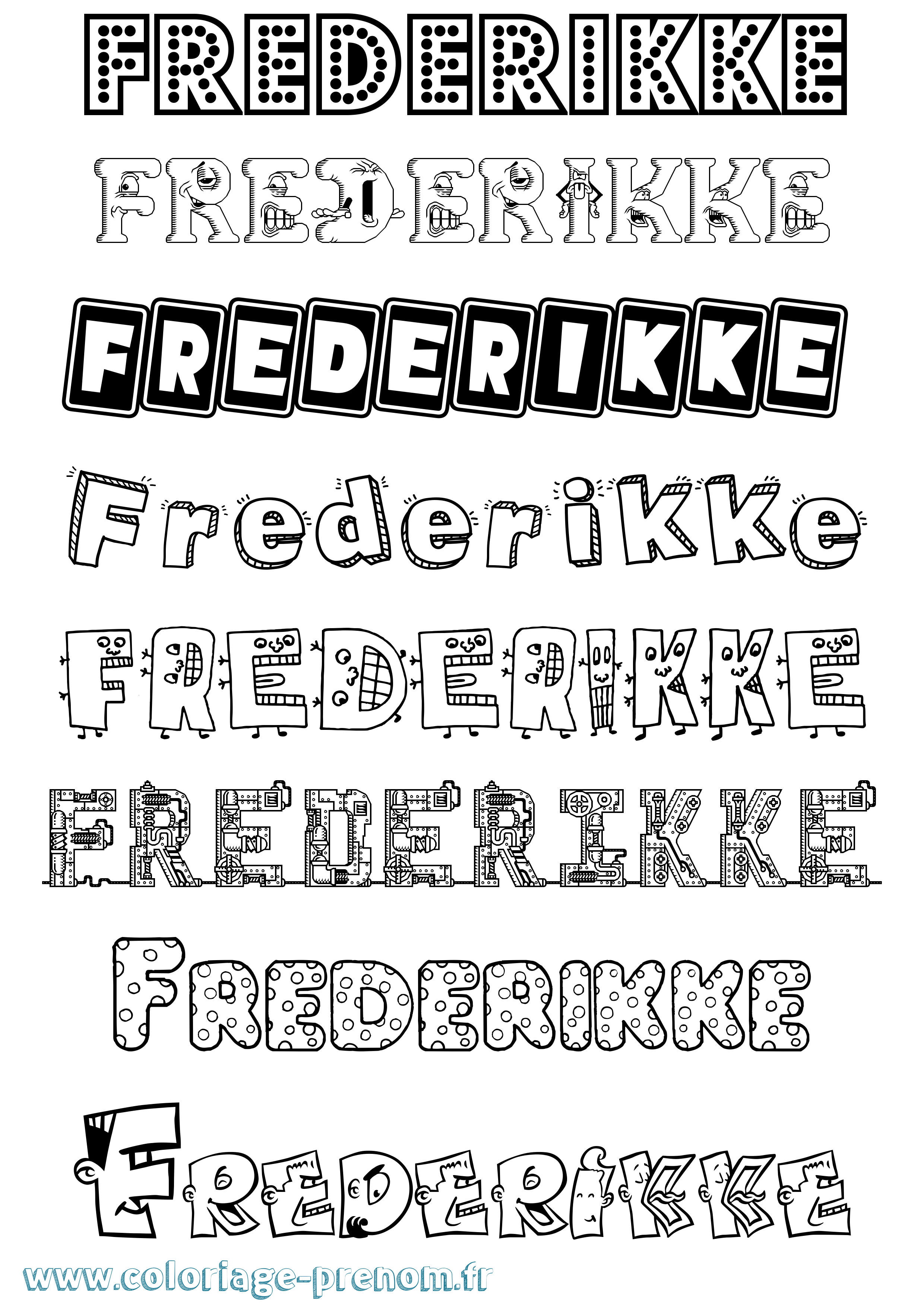 Coloriage prénom Frederikke Fun