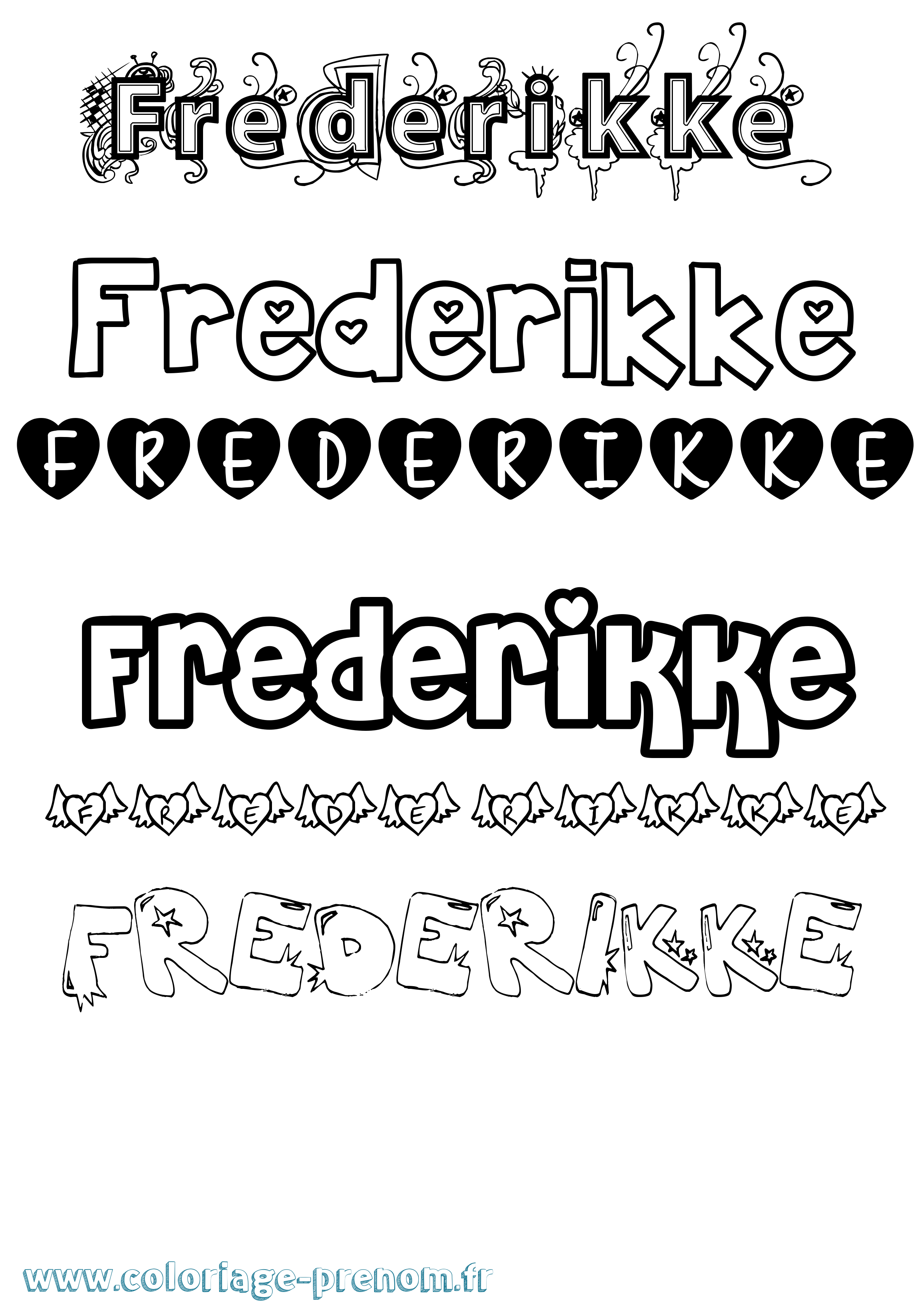 Coloriage prénom Frederikke Girly