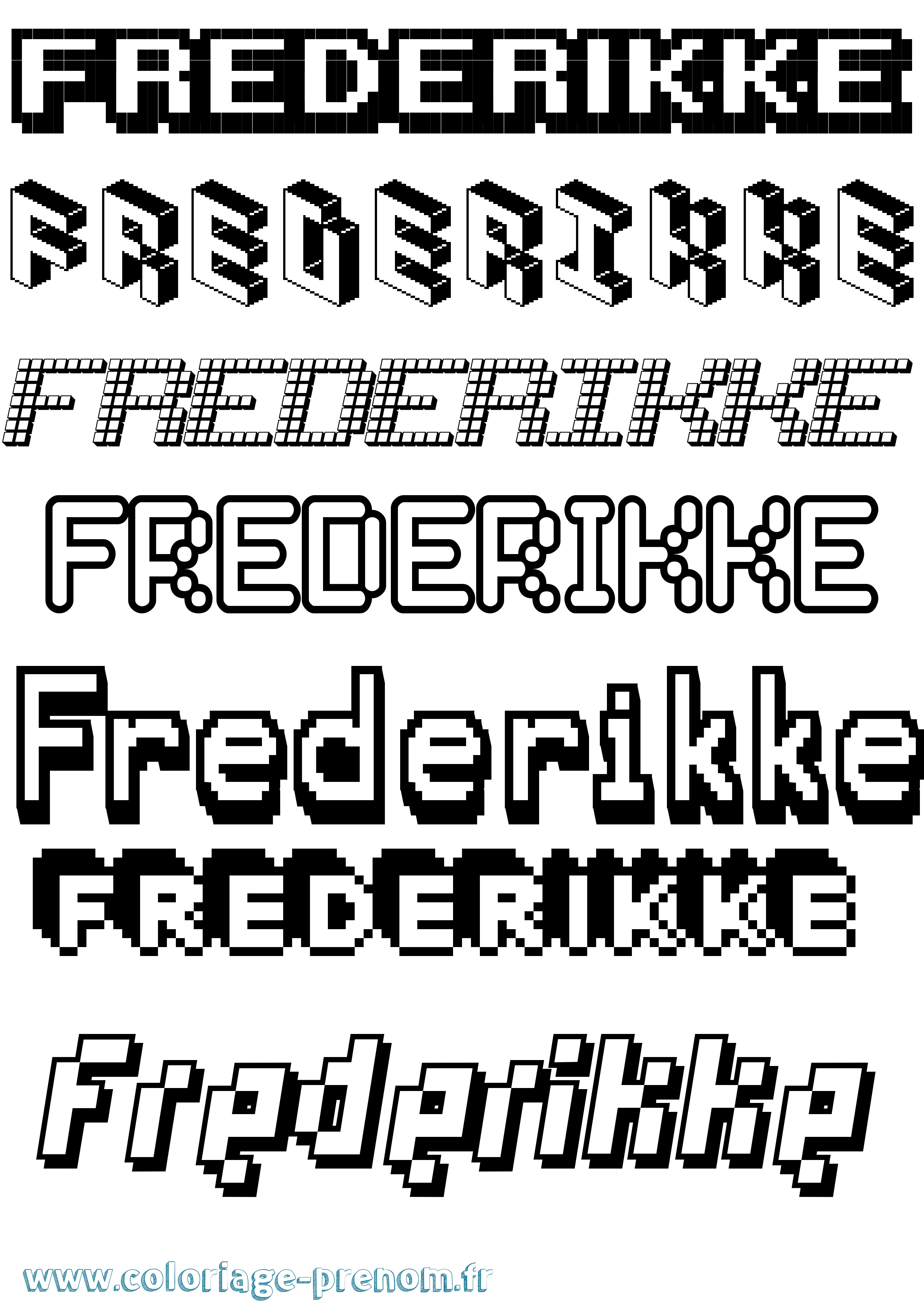 Coloriage prénom Frederikke Pixel