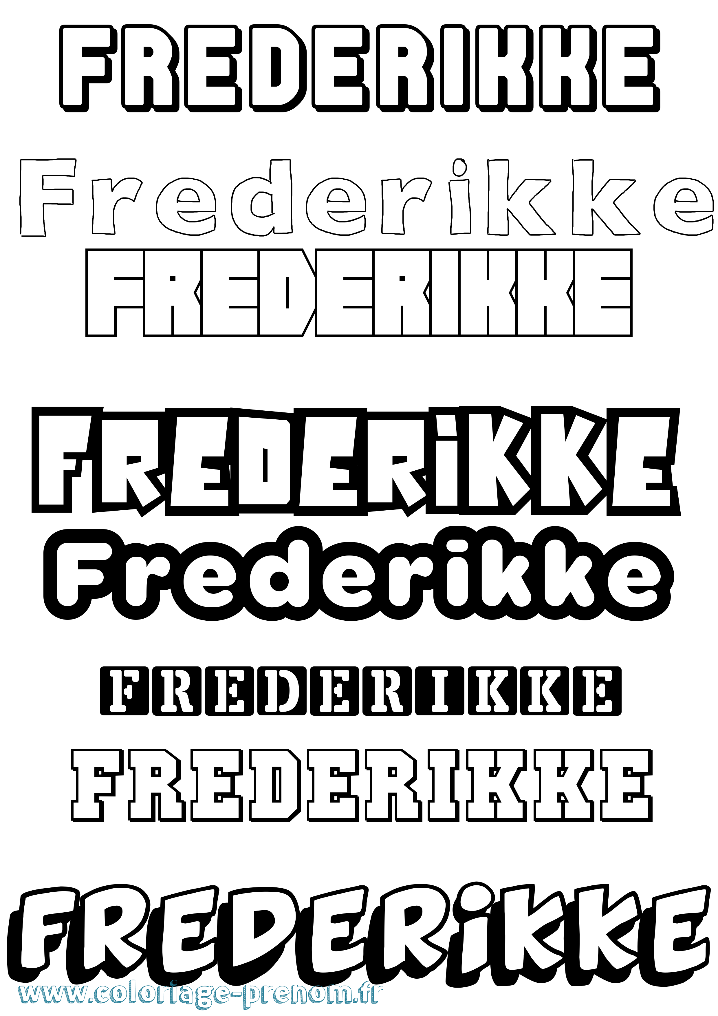 Coloriage prénom Frederikke Simple