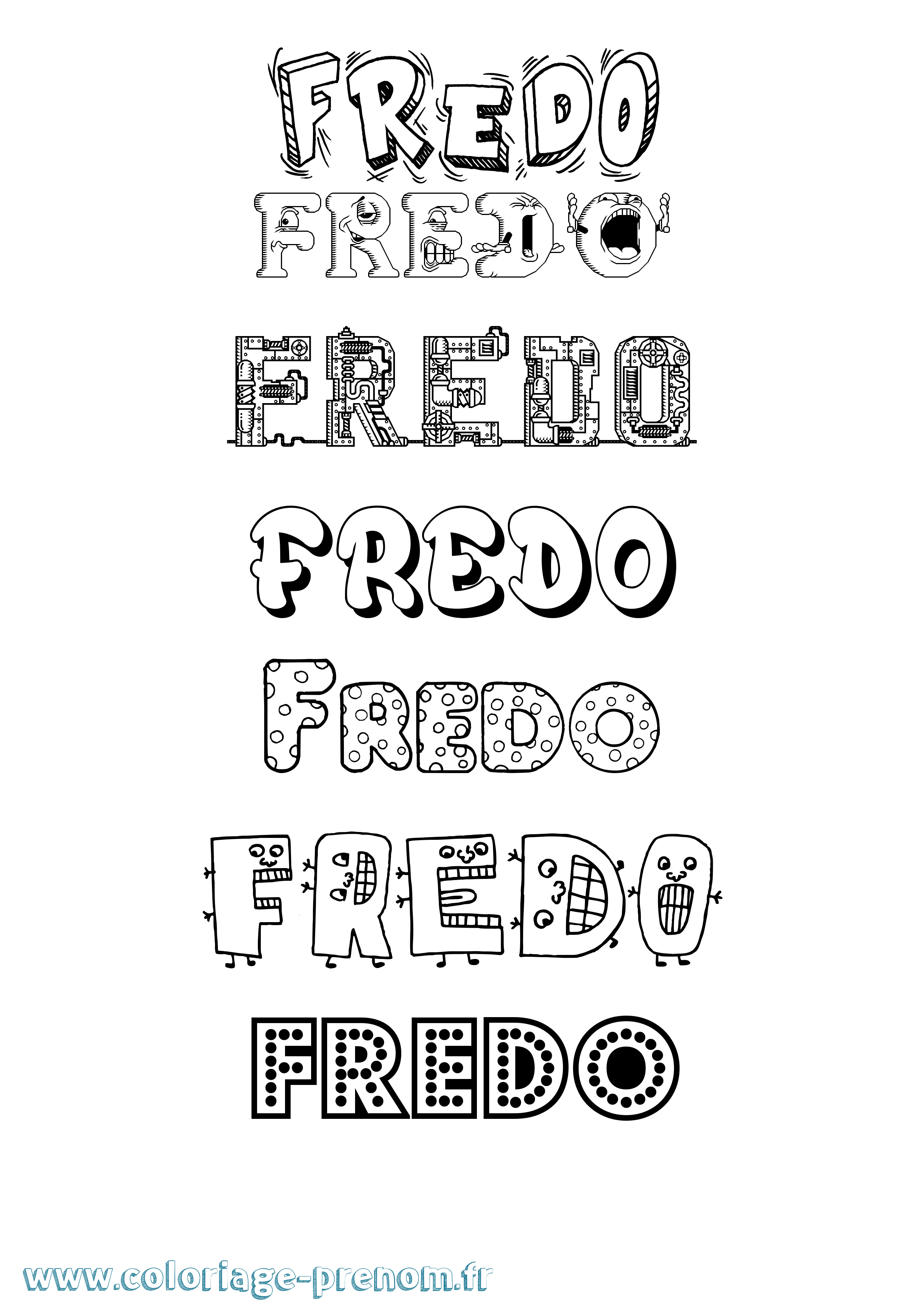 Coloriage prénom Fredo Fun