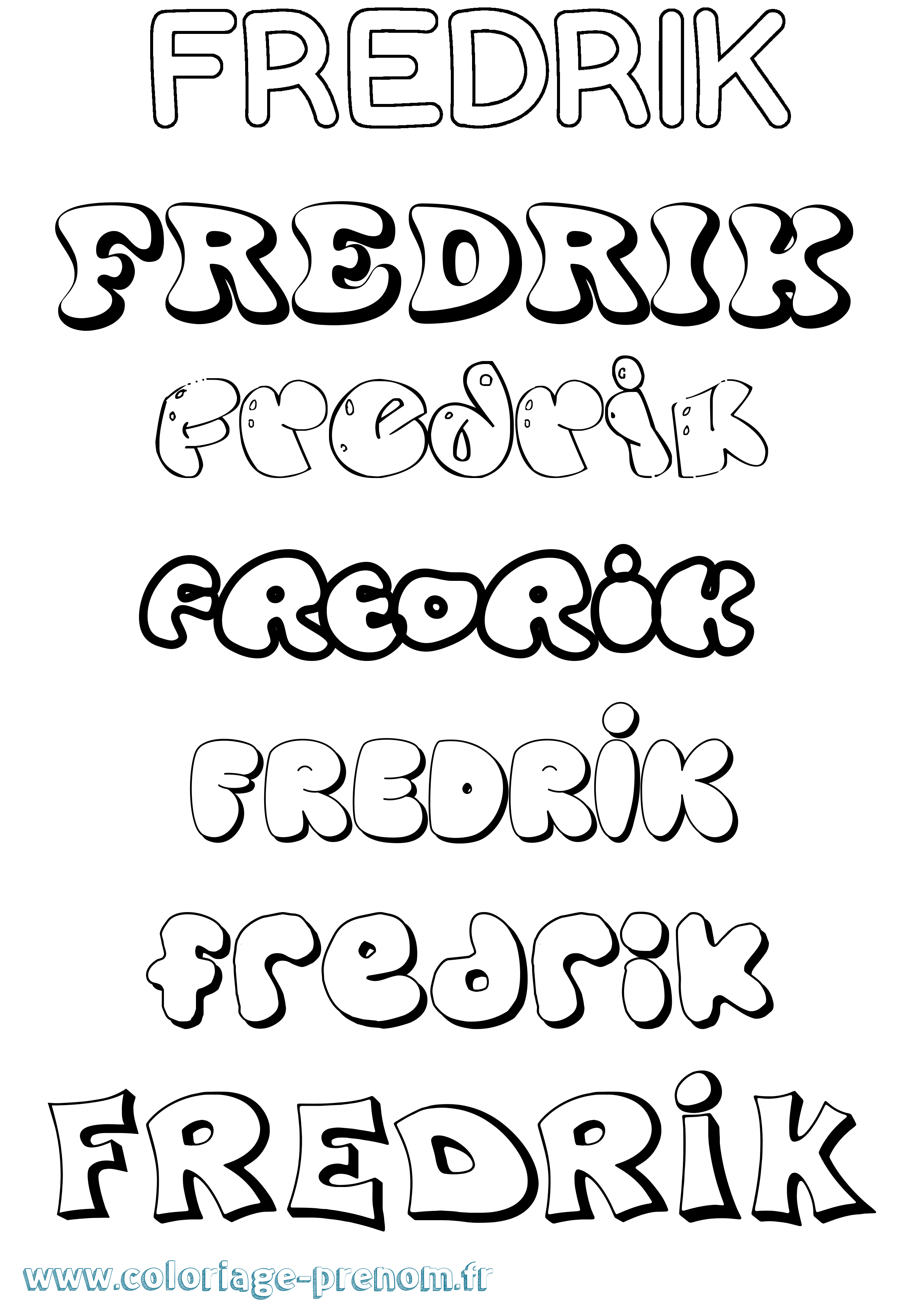 Coloriage Fredrik Bubble Coloriage prénom Fredrik Bubble