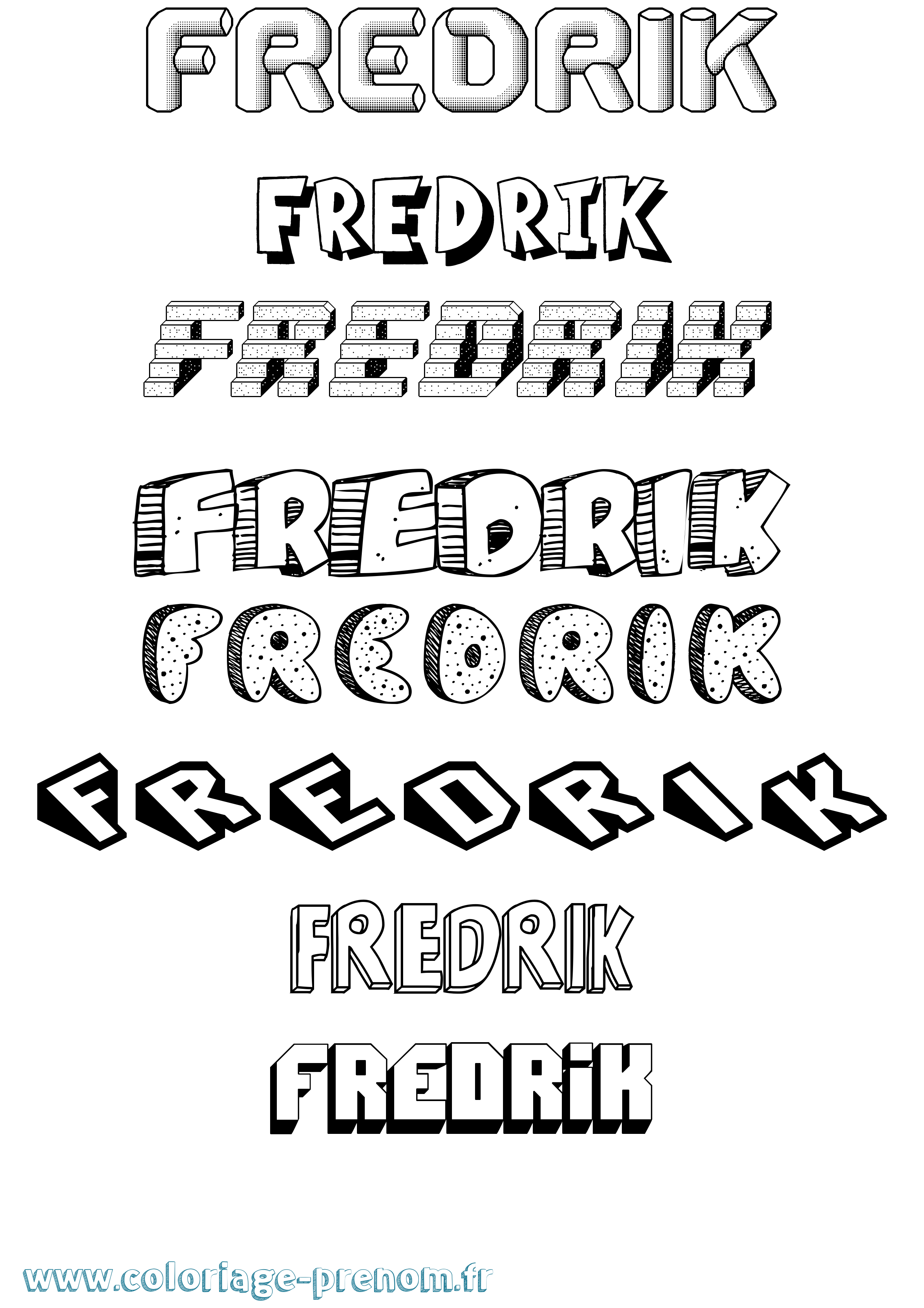 Coloriage Fredrik Effet 3D Coloriage prénom Fredrik Effet 3D