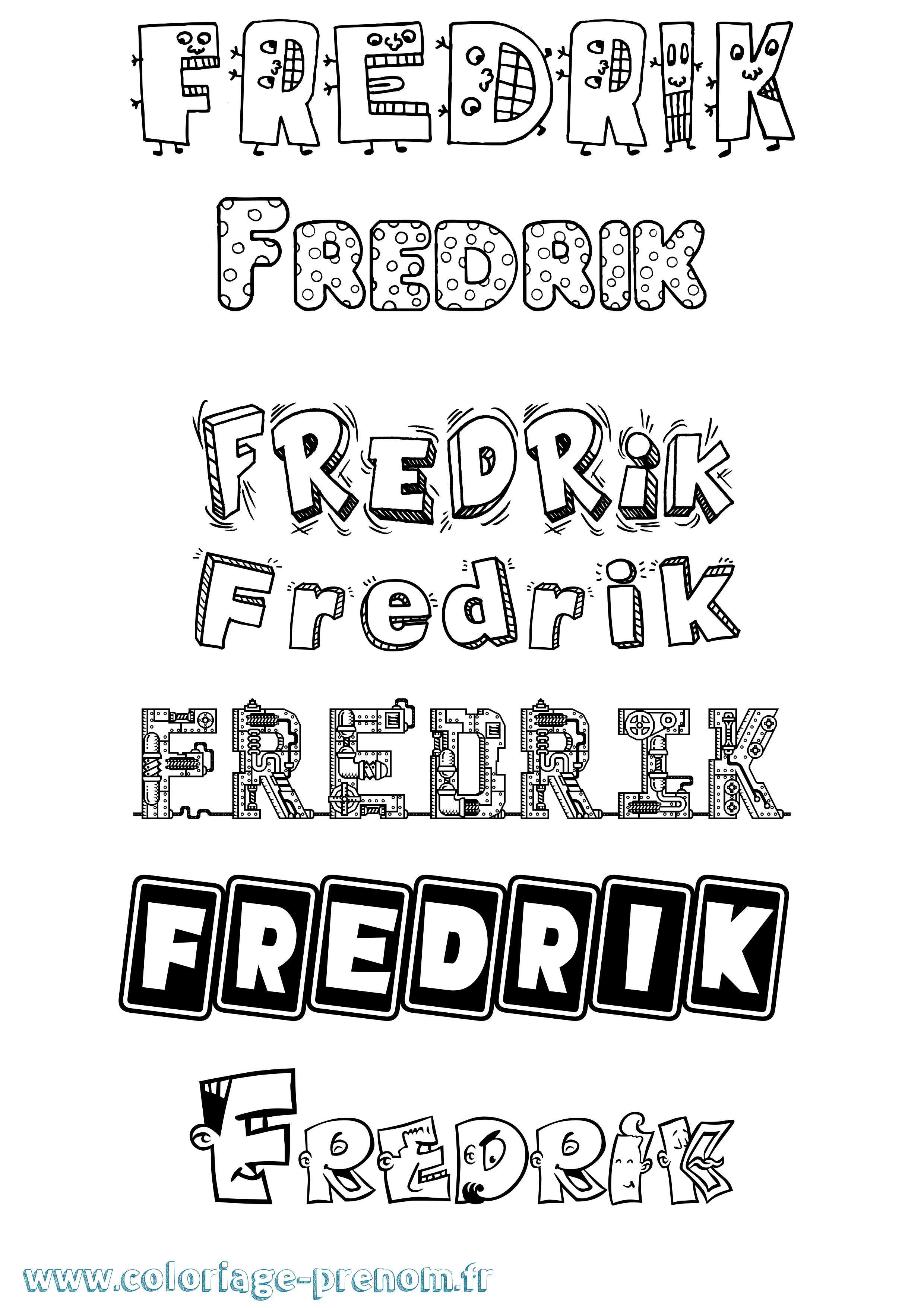Coloriage Fredrik Fun Coloriage prénom Fredrik Fun