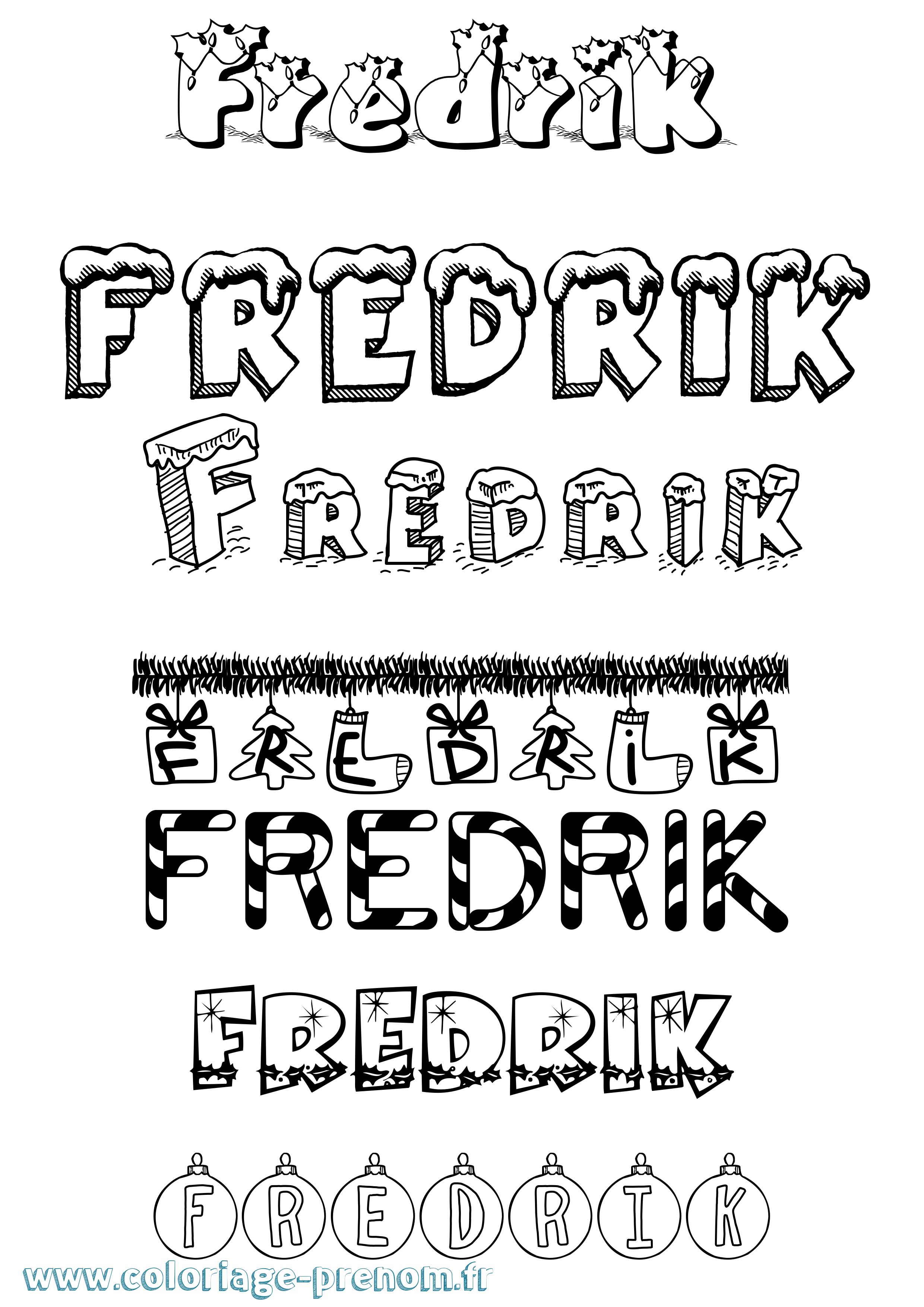 Coloriage Fredrik Noël Coloriage prénom Fredrik Noël