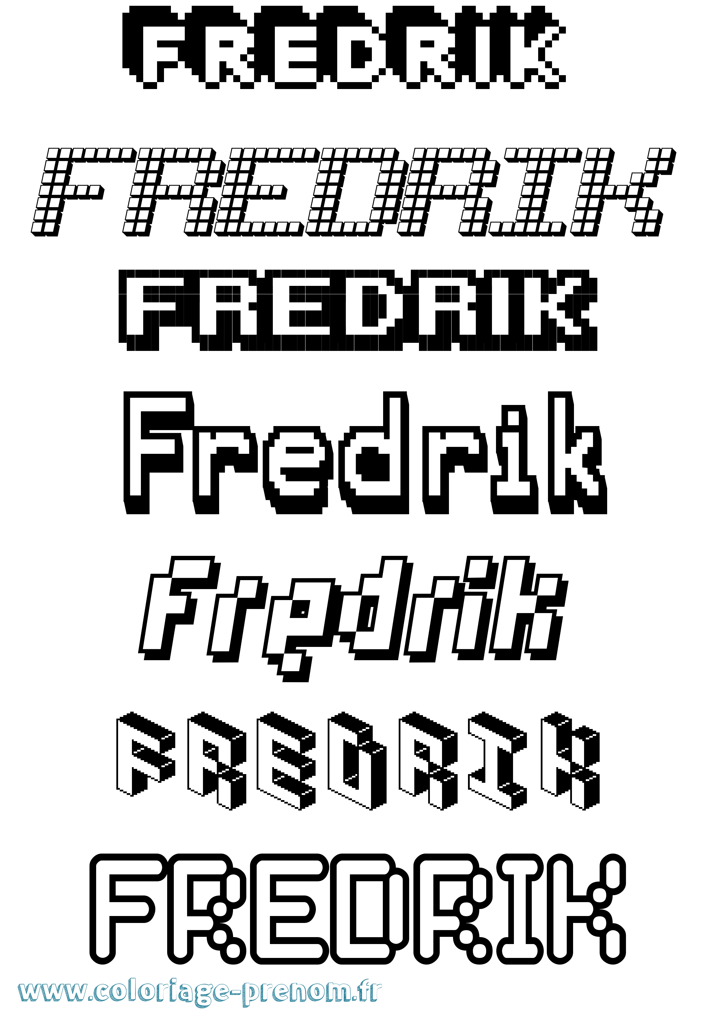 Coloriage Fredrik Pixel Coloriage prénom Fredrik Pixel