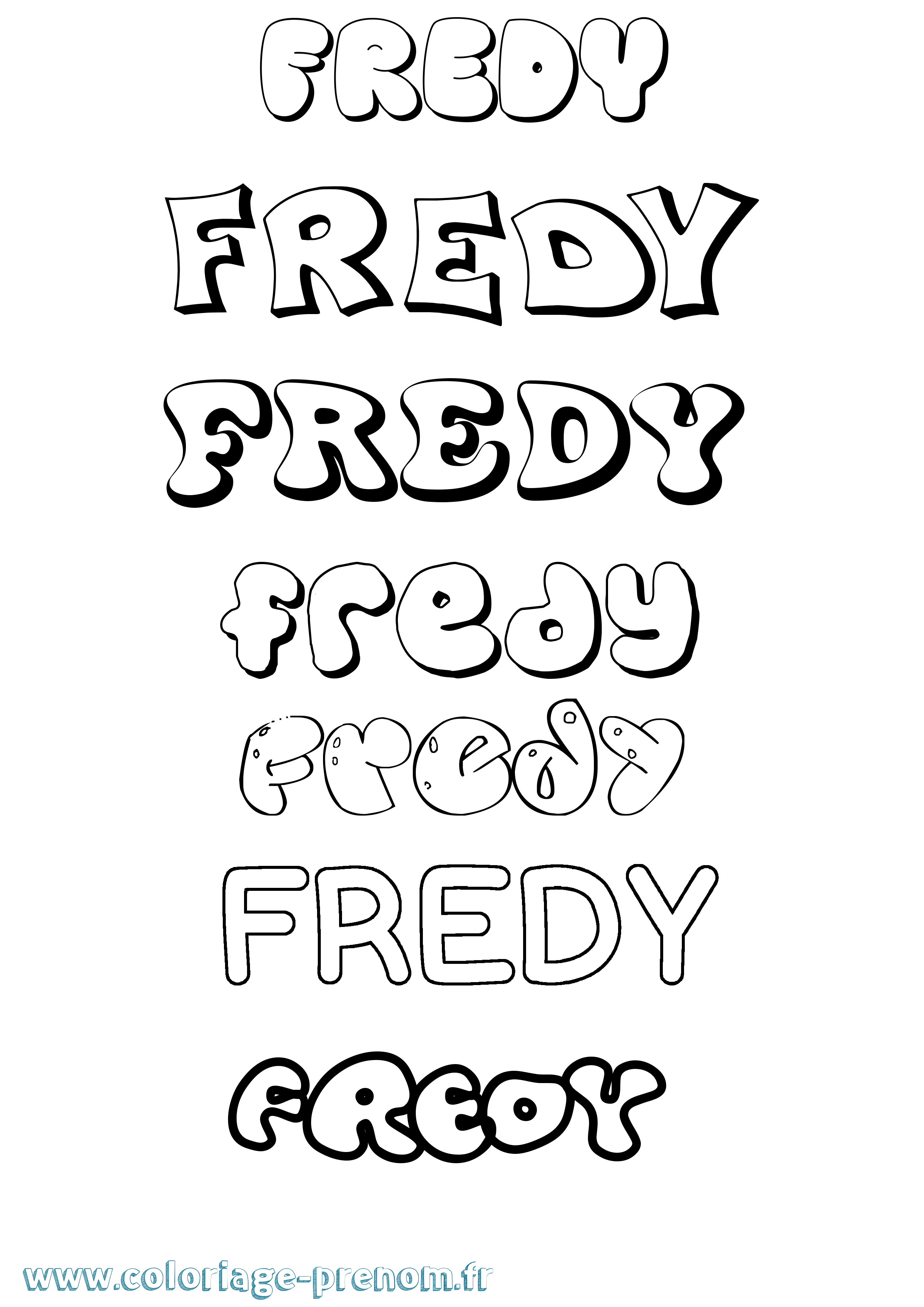 Coloriage prénom Fredy Bubble