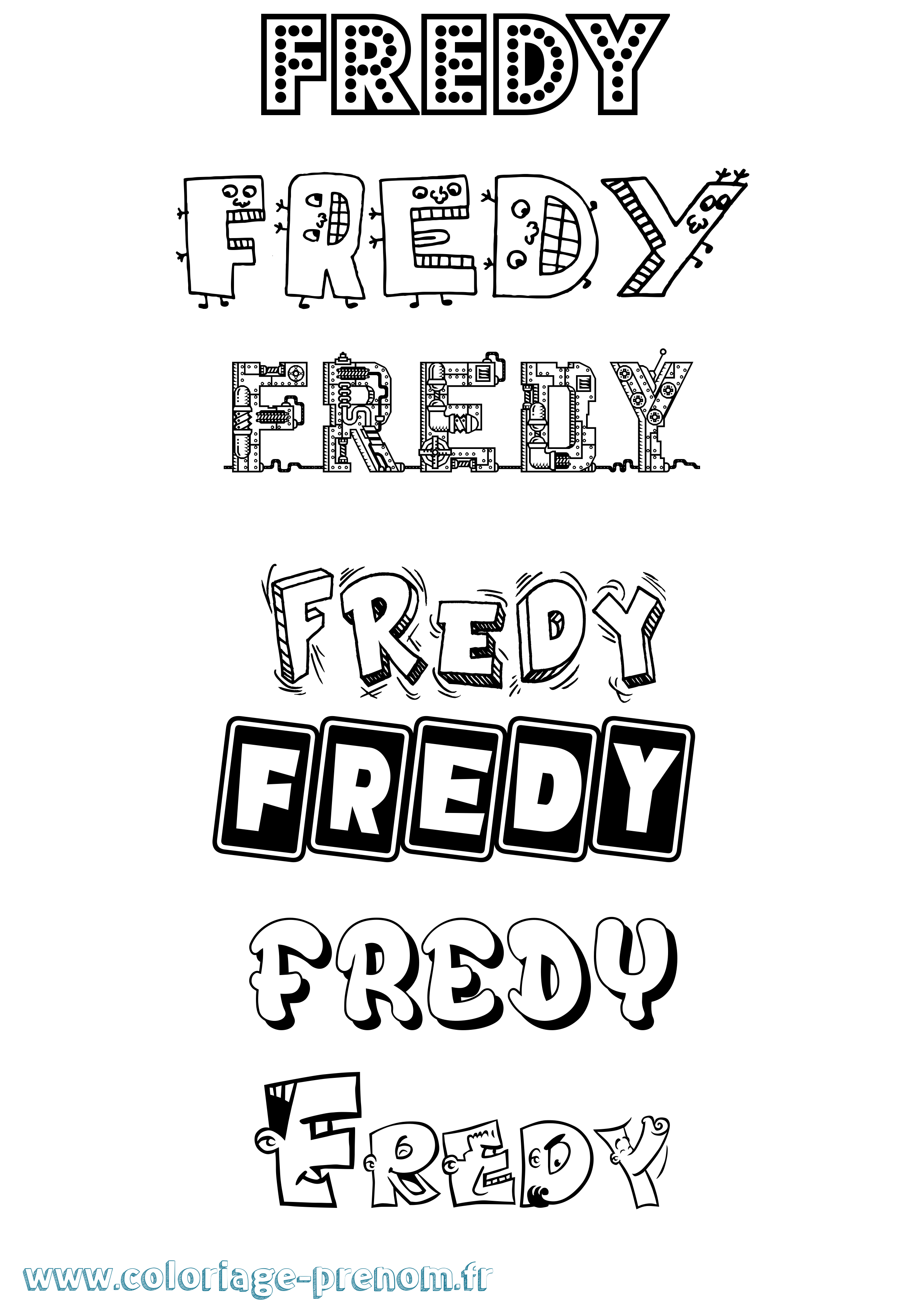Coloriage prénom Fredy Fun