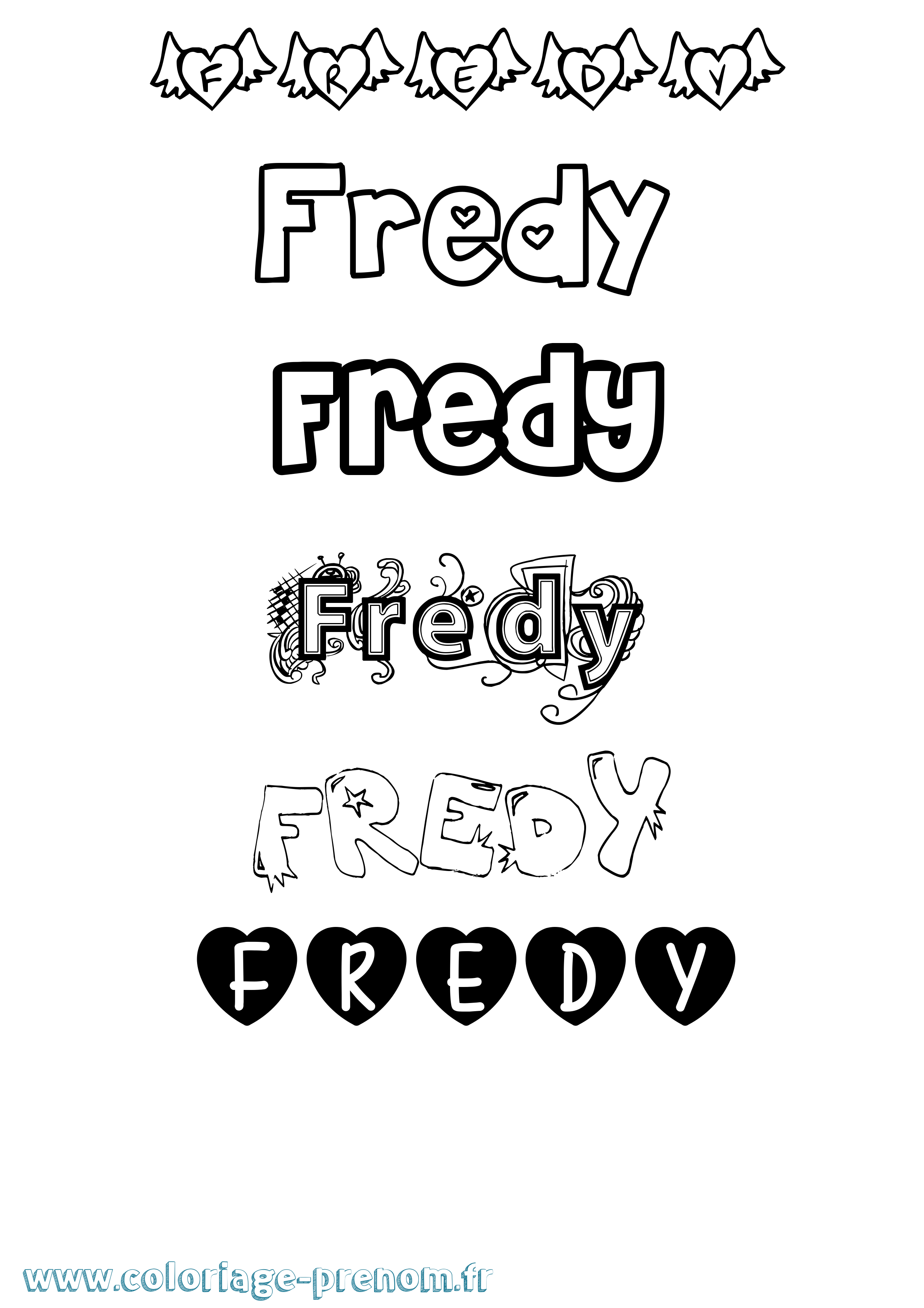 Coloriage prénom Fredy Girly