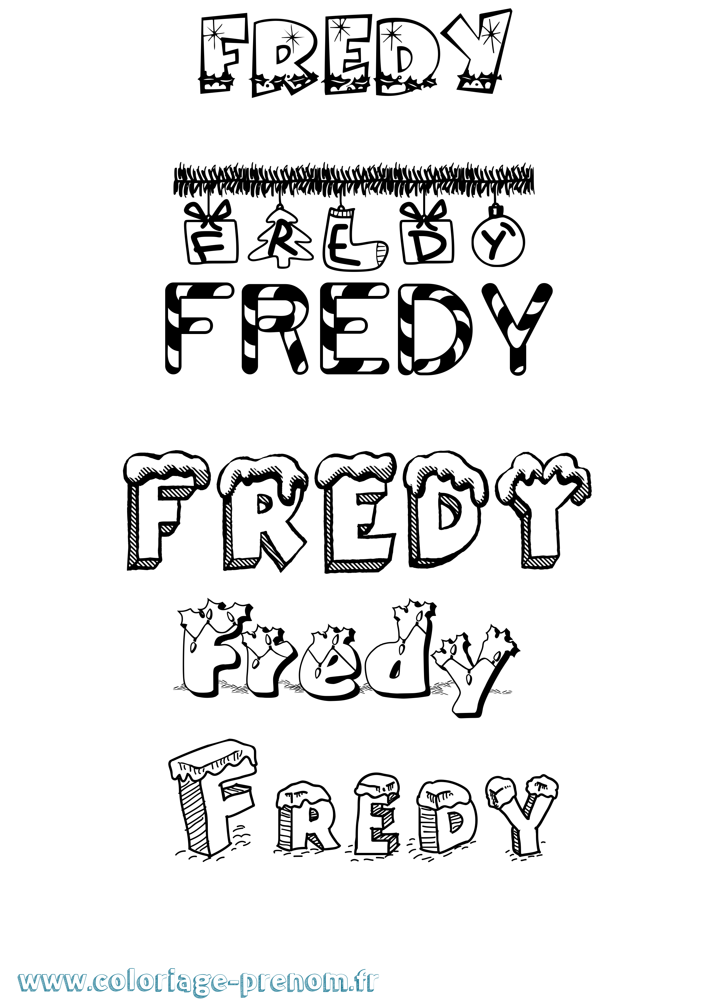 Coloriage prénom Fredy Noël