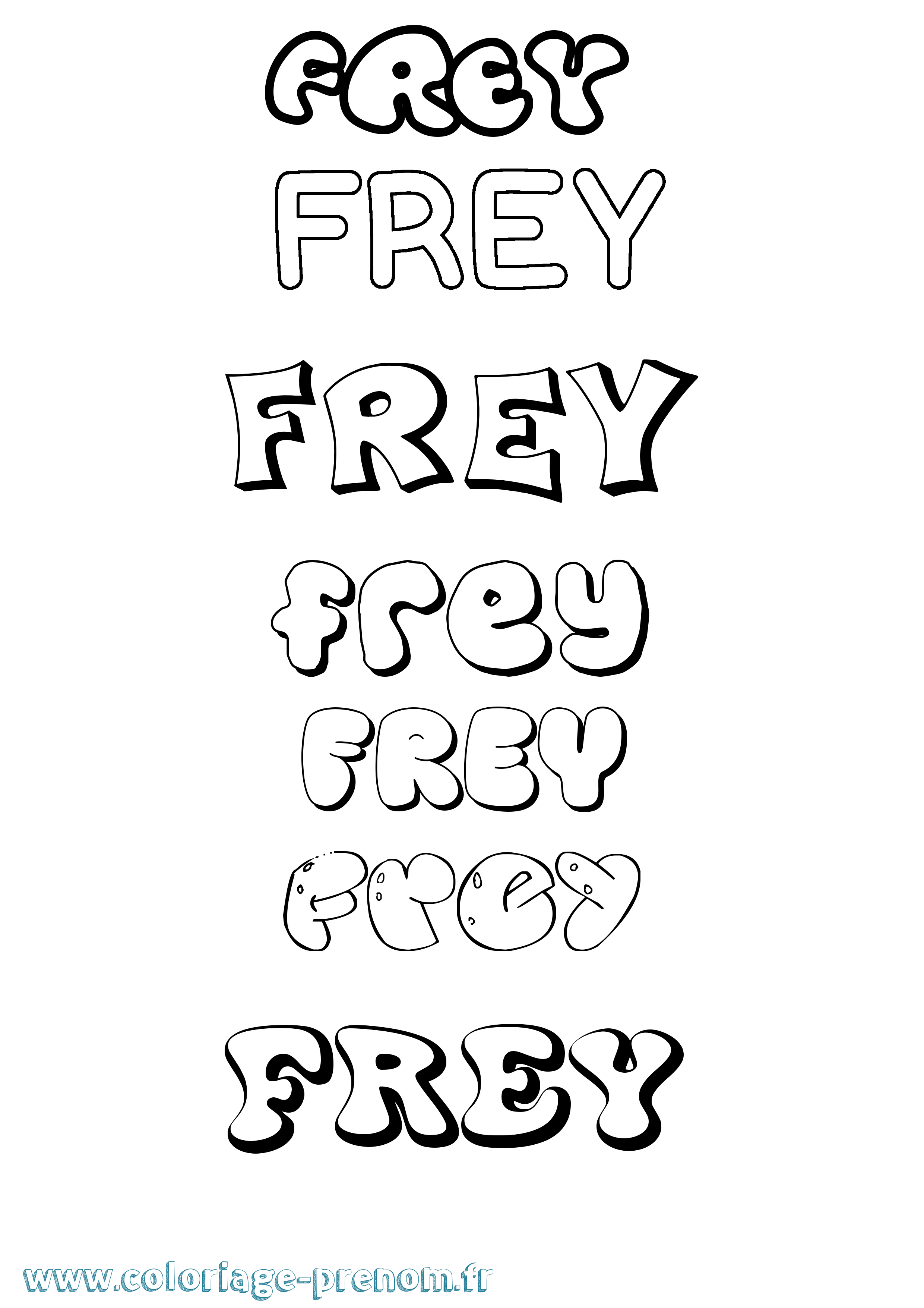 Coloriage Frey Bubble Coloriage prénom Frey Bubble