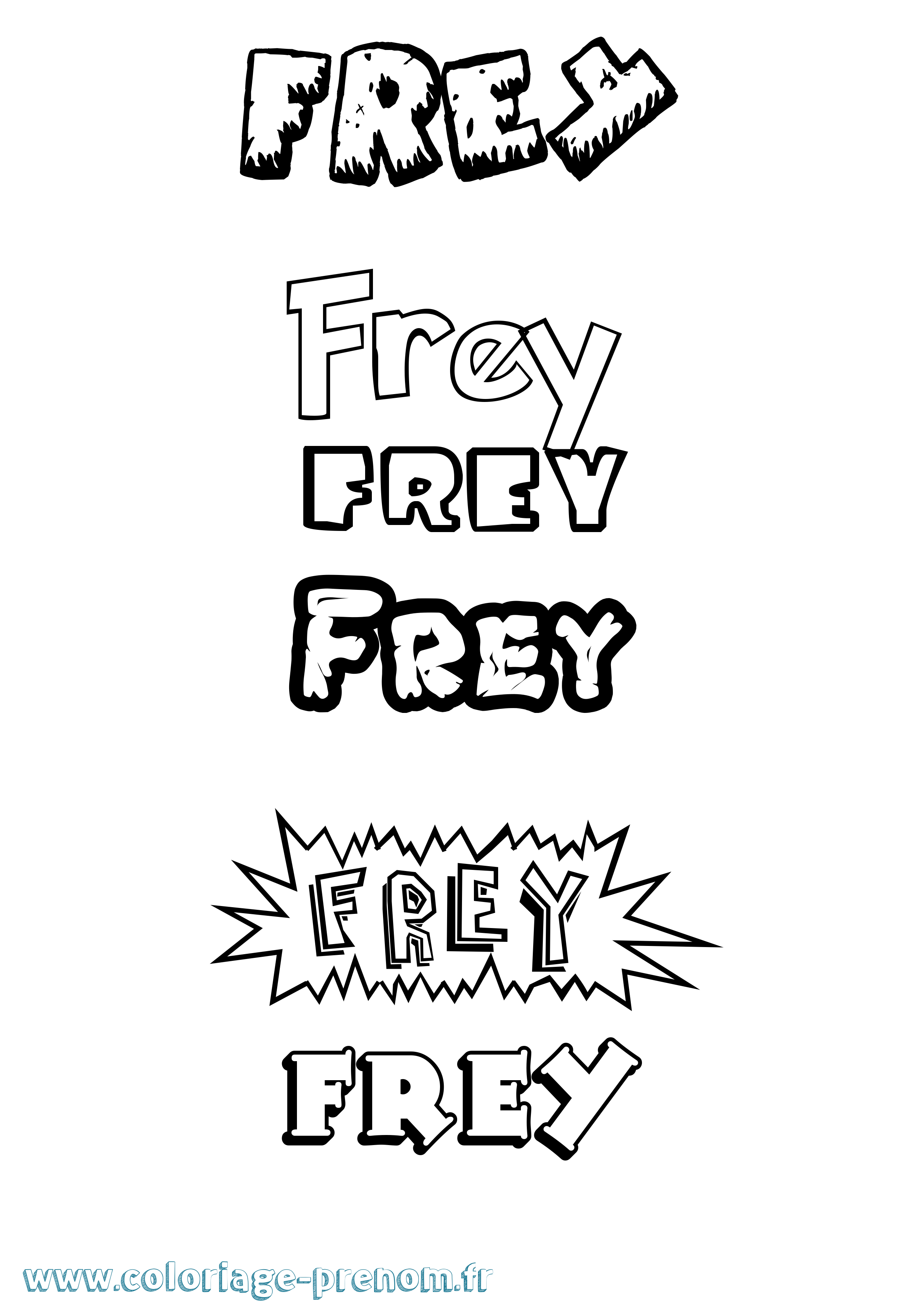 Coloriage prénom Frey Dessin Animé