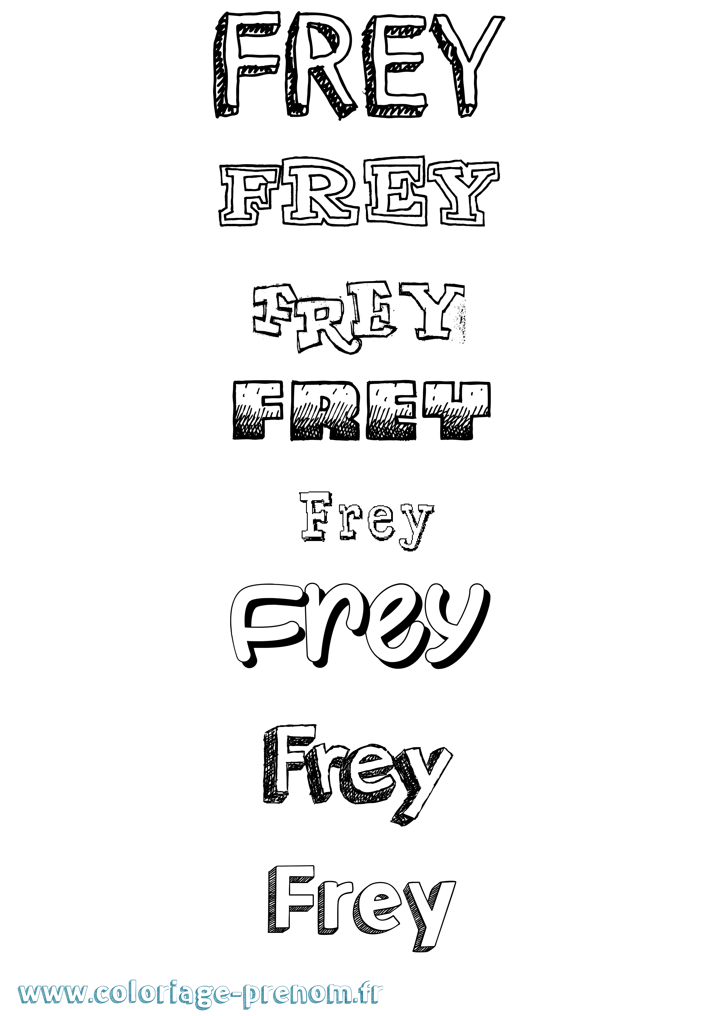 Coloriage Frey Dessiné Coloriage prénom Frey Dessiné