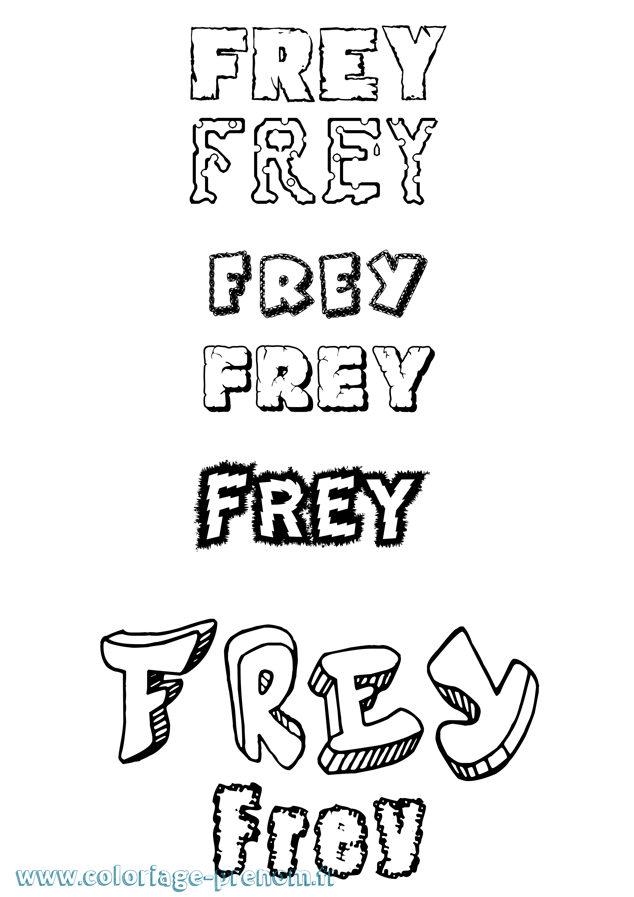 Coloriage Frey Destructuré Coloriage prénom Frey Destructuré