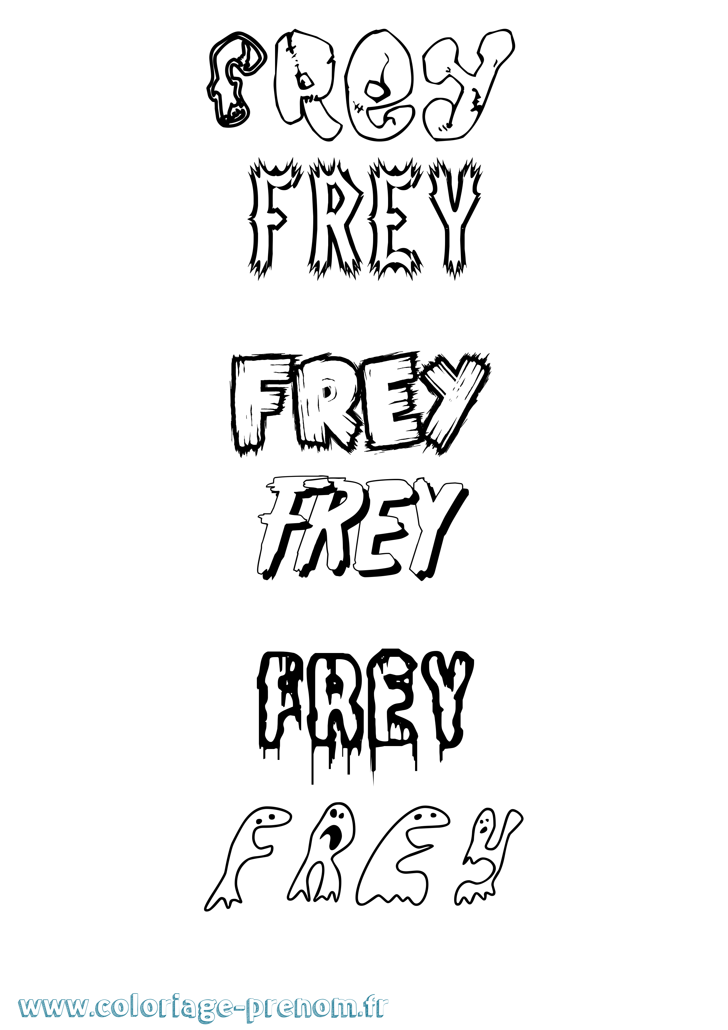 Coloriage prénom Frey Frisson
