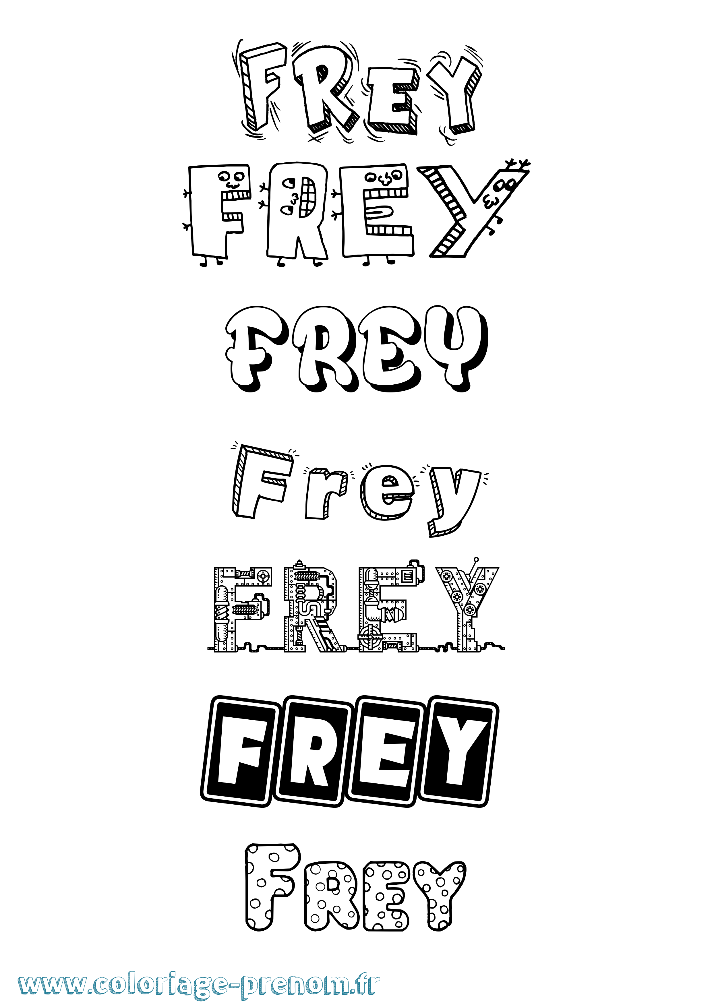 Coloriage Frey Fun Coloriage prénom Frey Fun