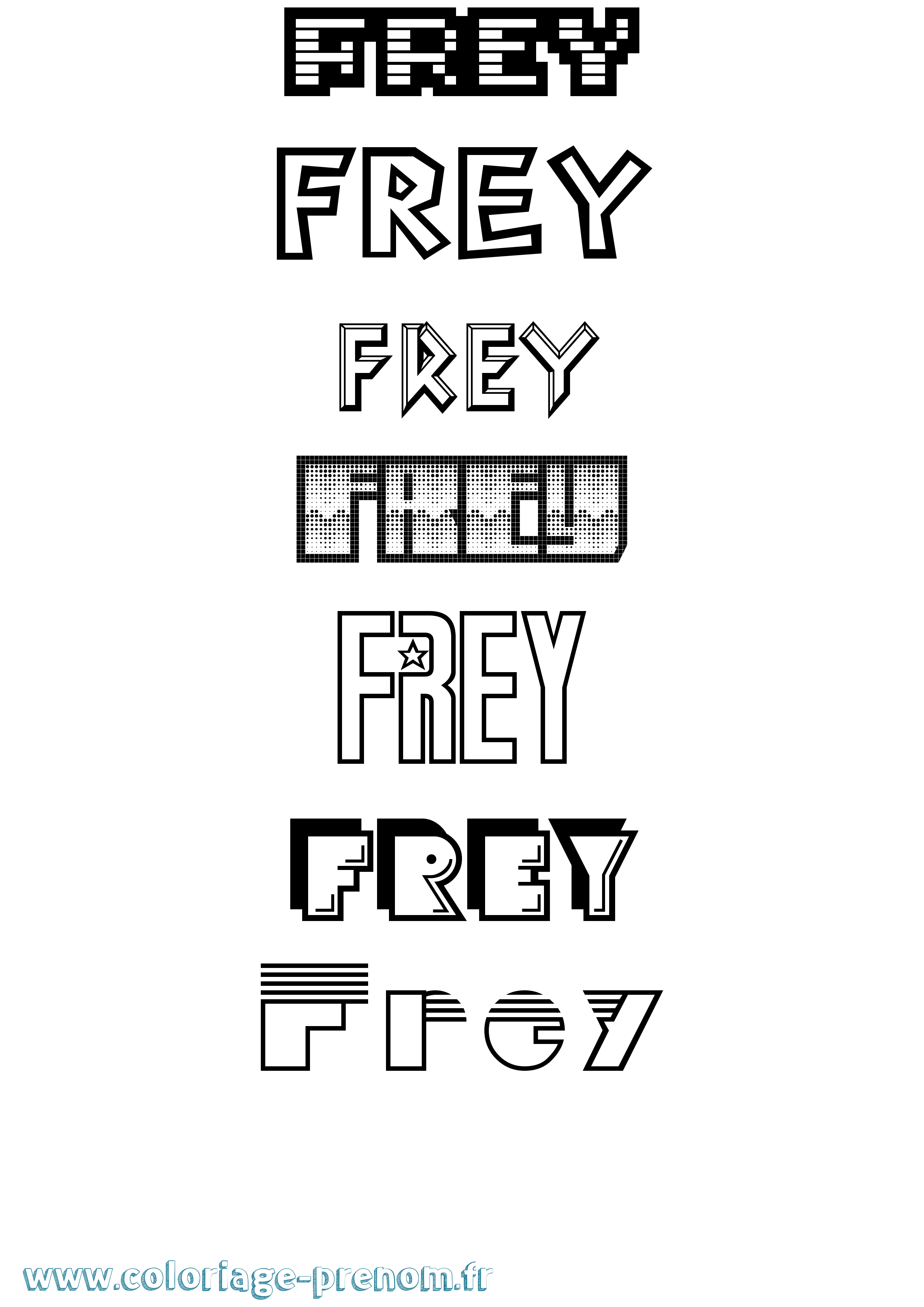 Coloriage prénom Frey Jeux Vidéos