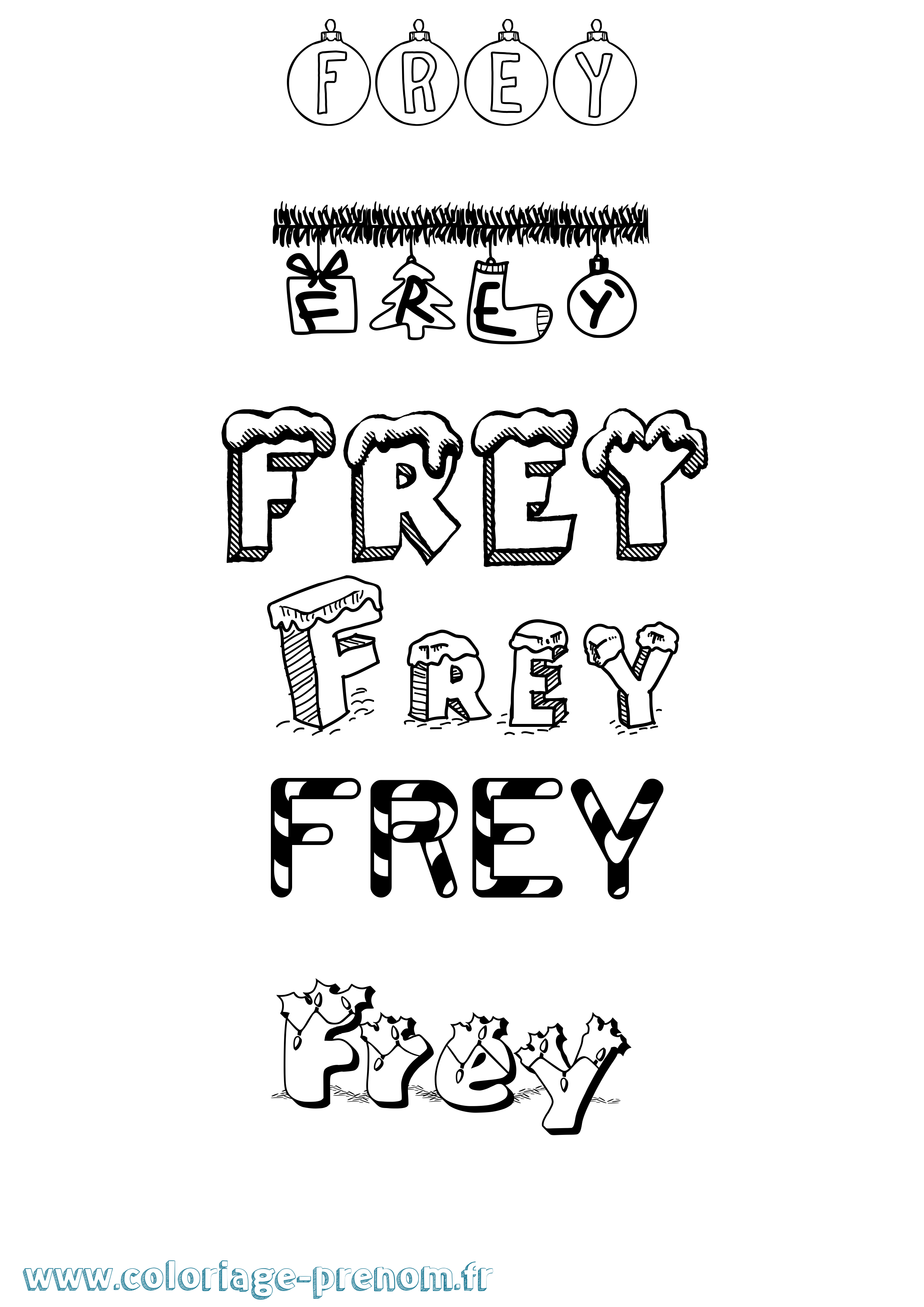 Coloriage Frey Noël Coloriage prénom Frey Noël