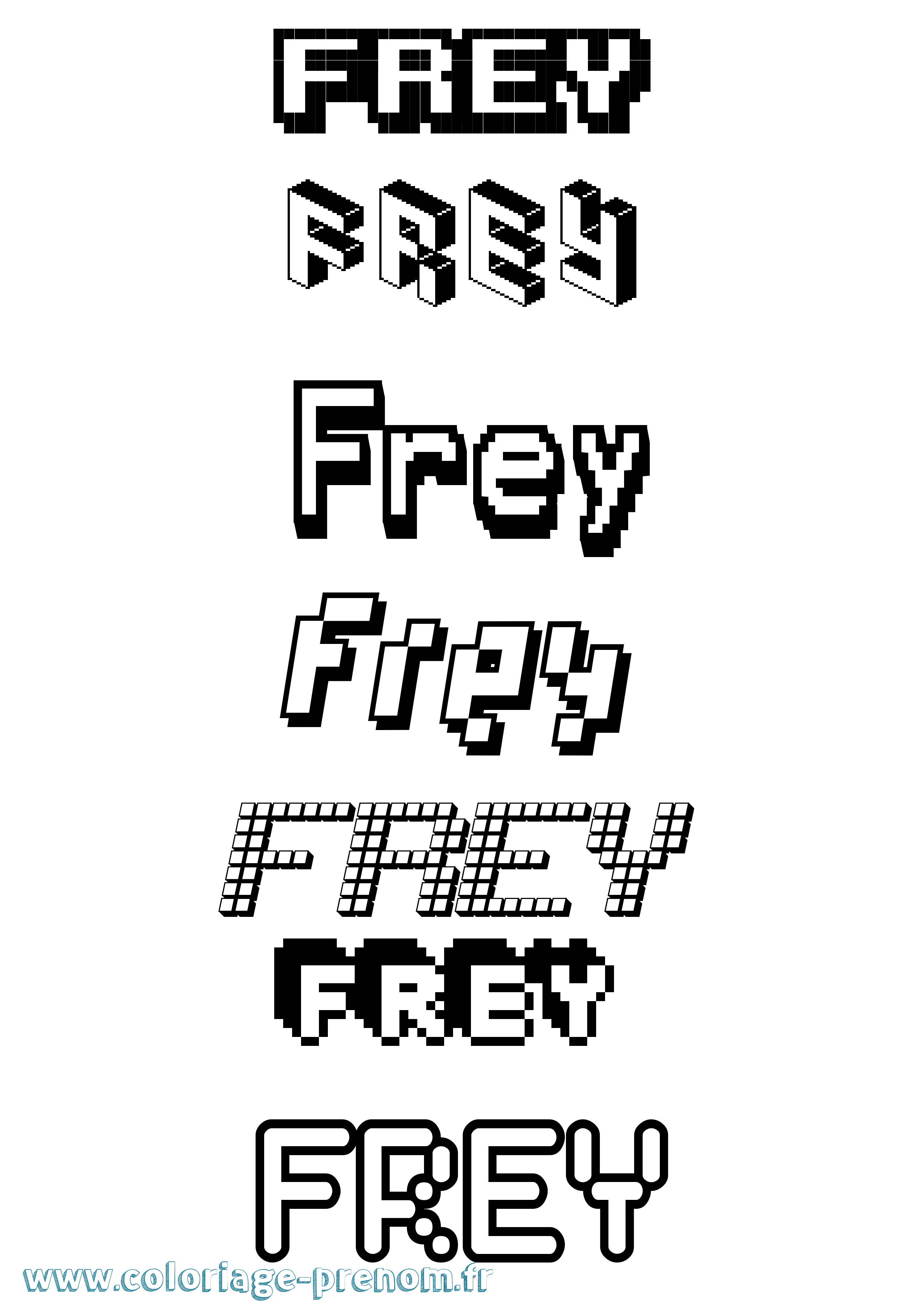 Coloriage prénom Frey Pixel