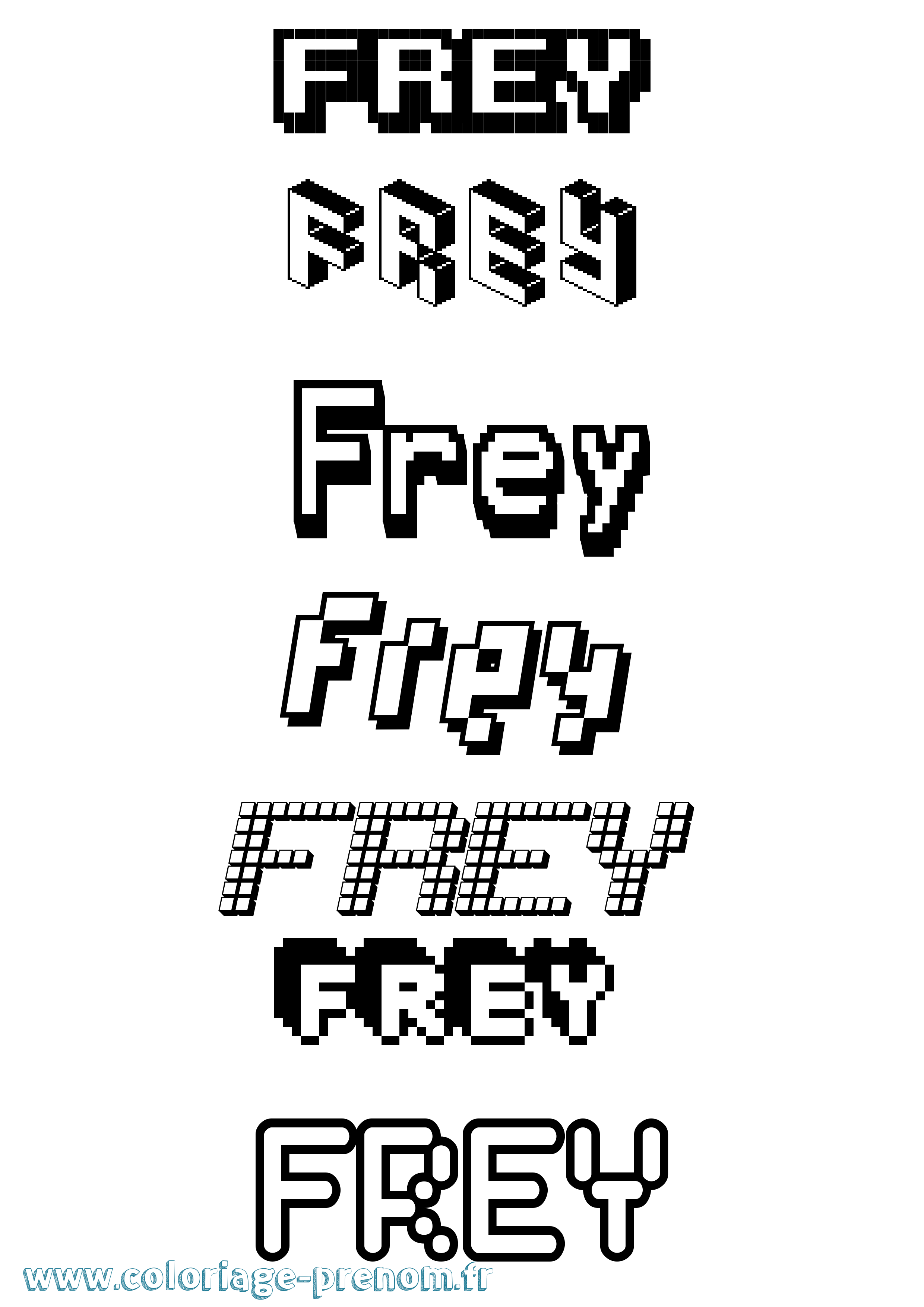 Coloriage Frey Pixel Coloriage prénom Frey Pixel
