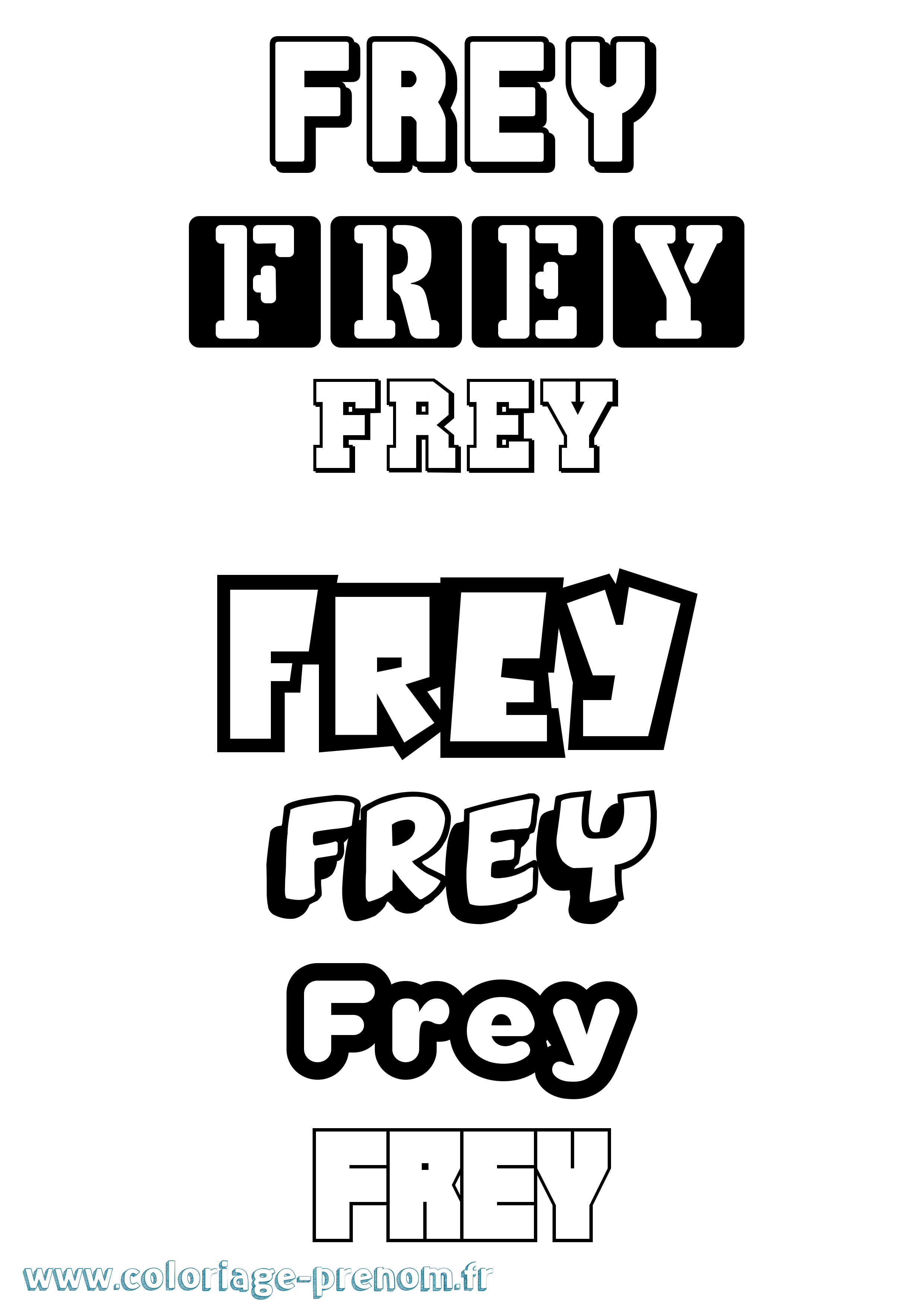 Coloriage prénom Frey Simple