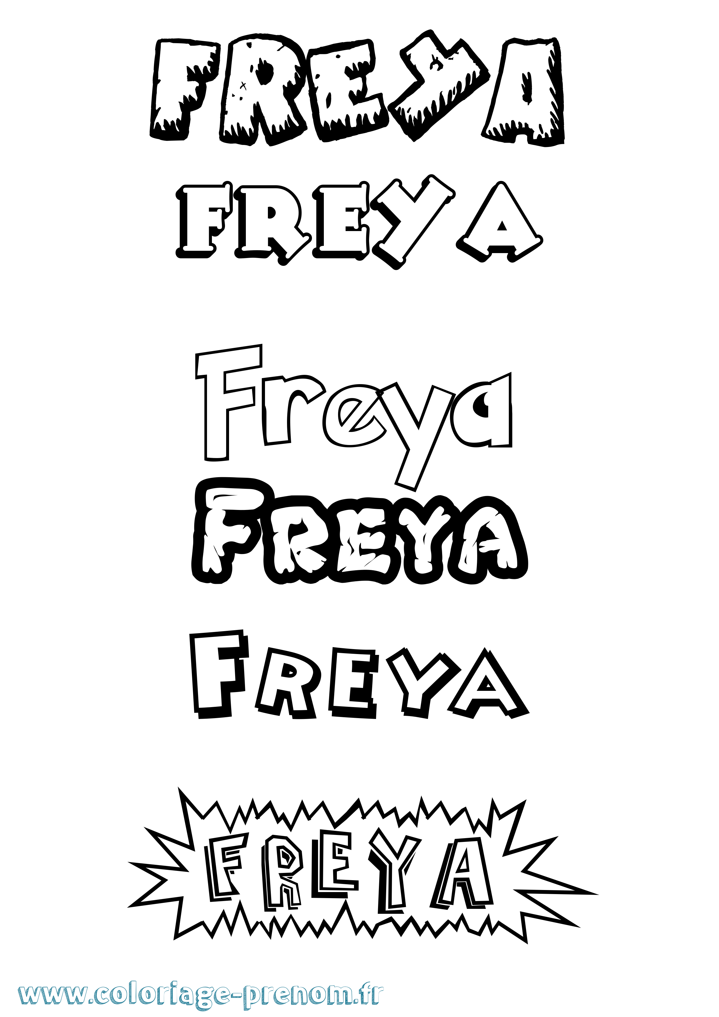 Coloriage prénom Freya Dessin Animé