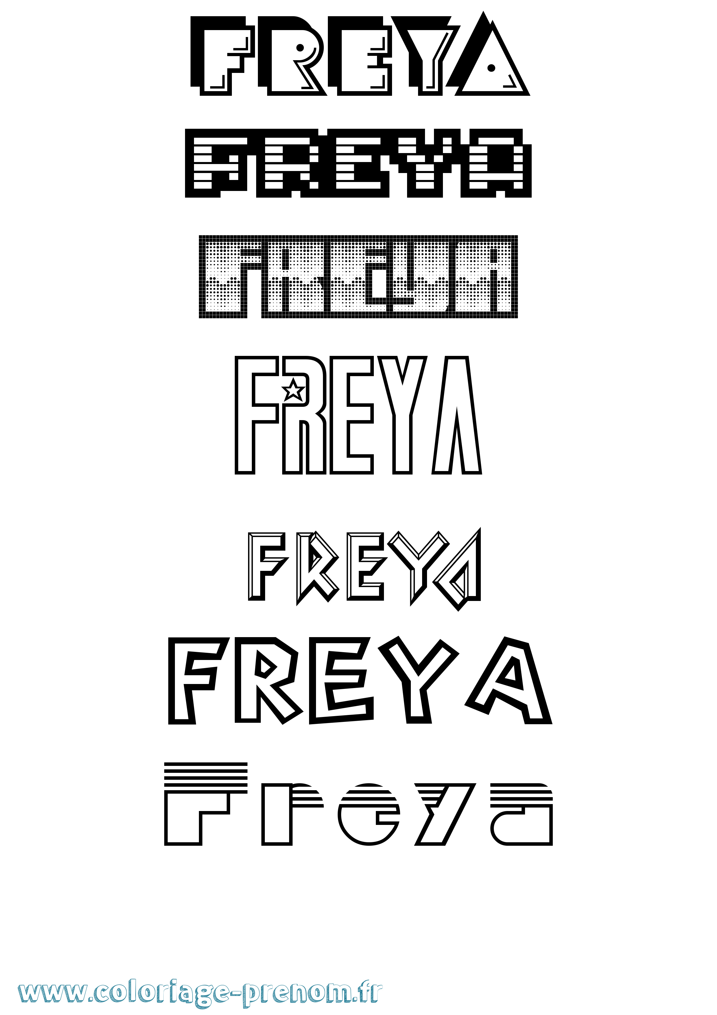 Coloriage prénom Freya Jeux Vidéos