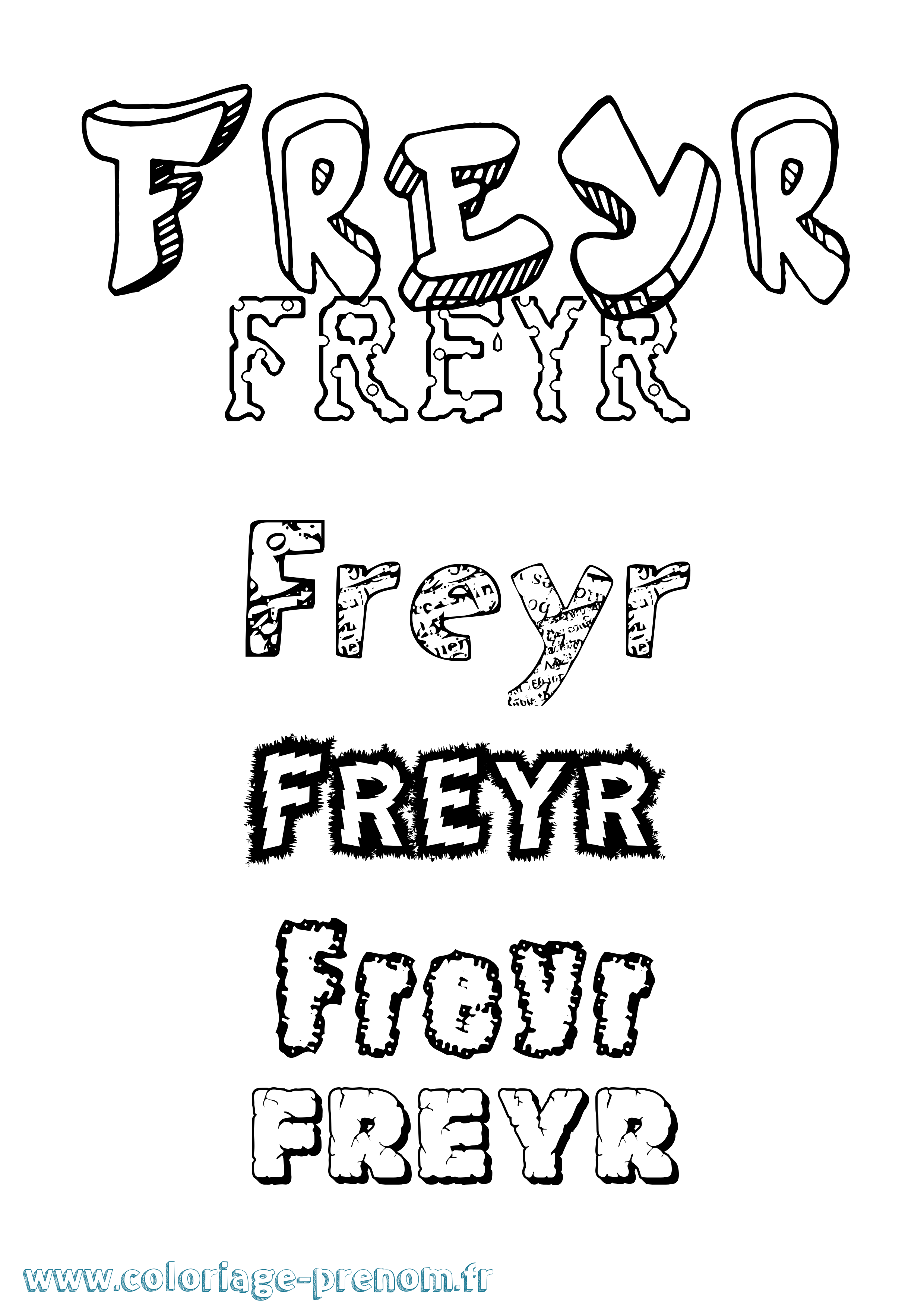 Coloriage prénom Freyr Destructuré