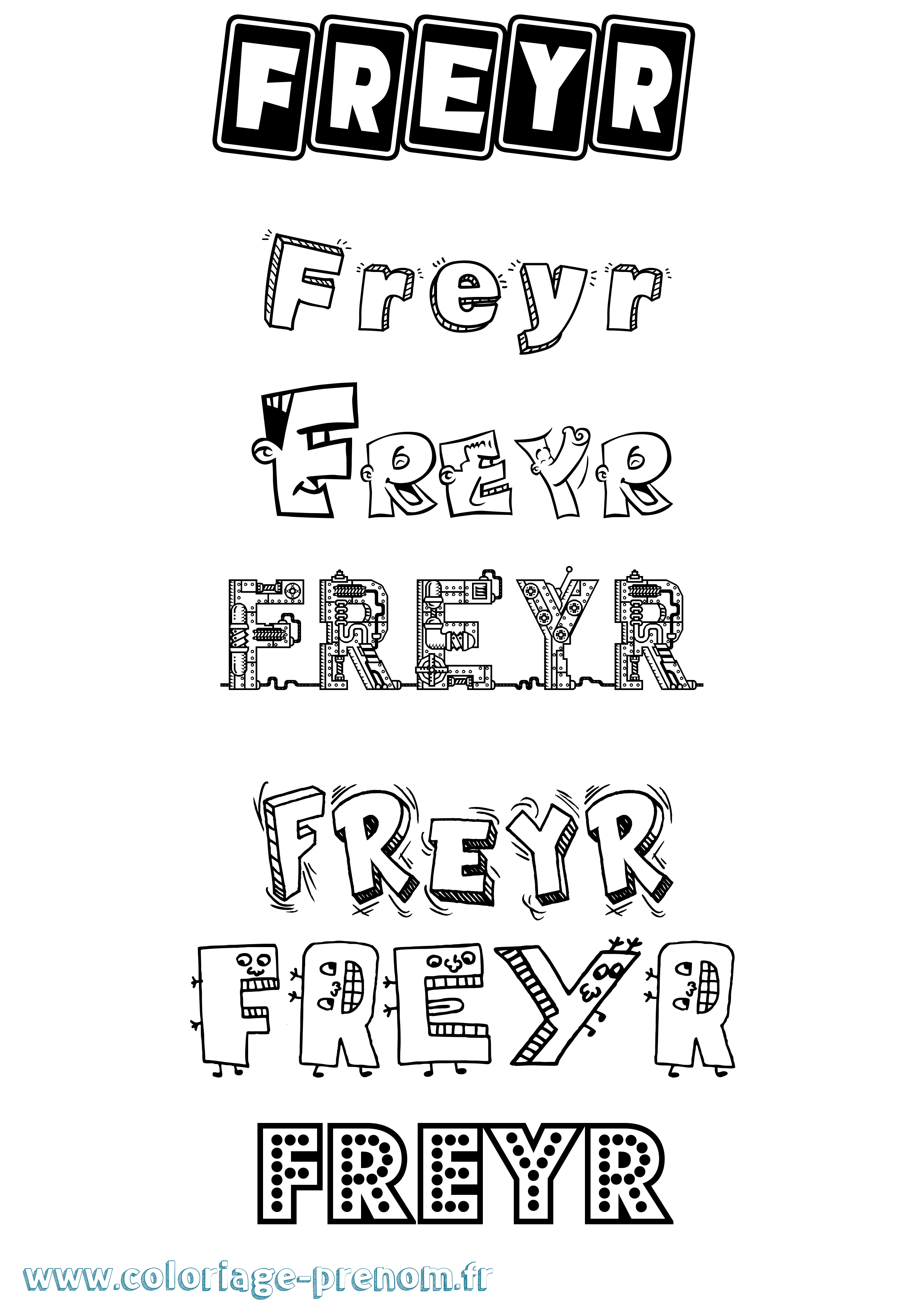 Coloriage prénom Freyr Fun
