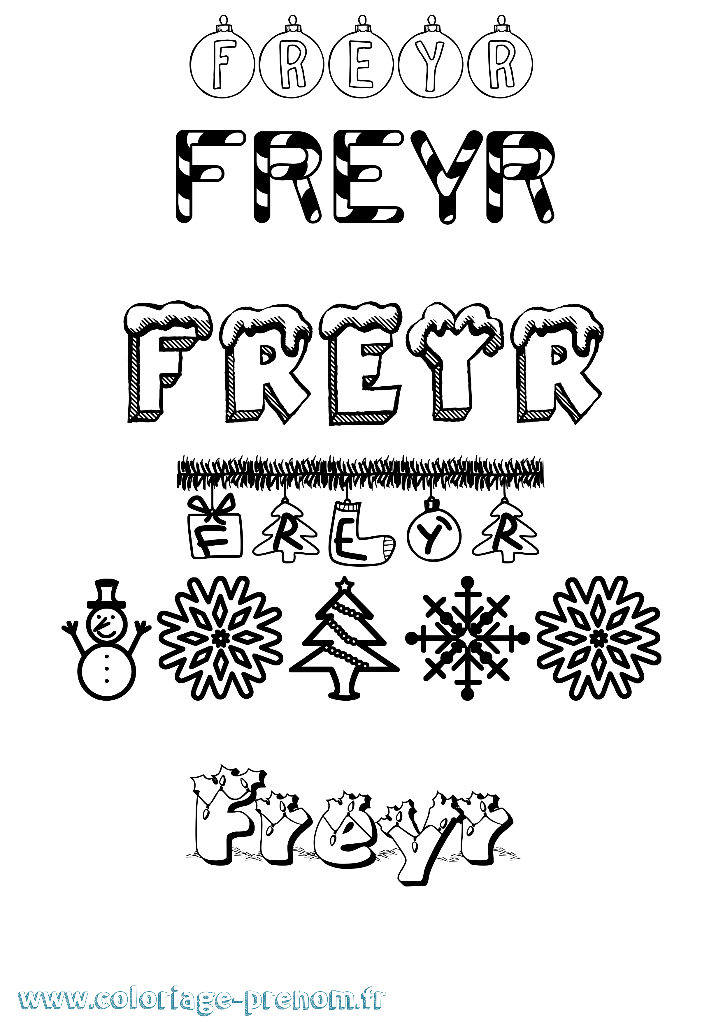 Coloriage prénom Freyr Noël