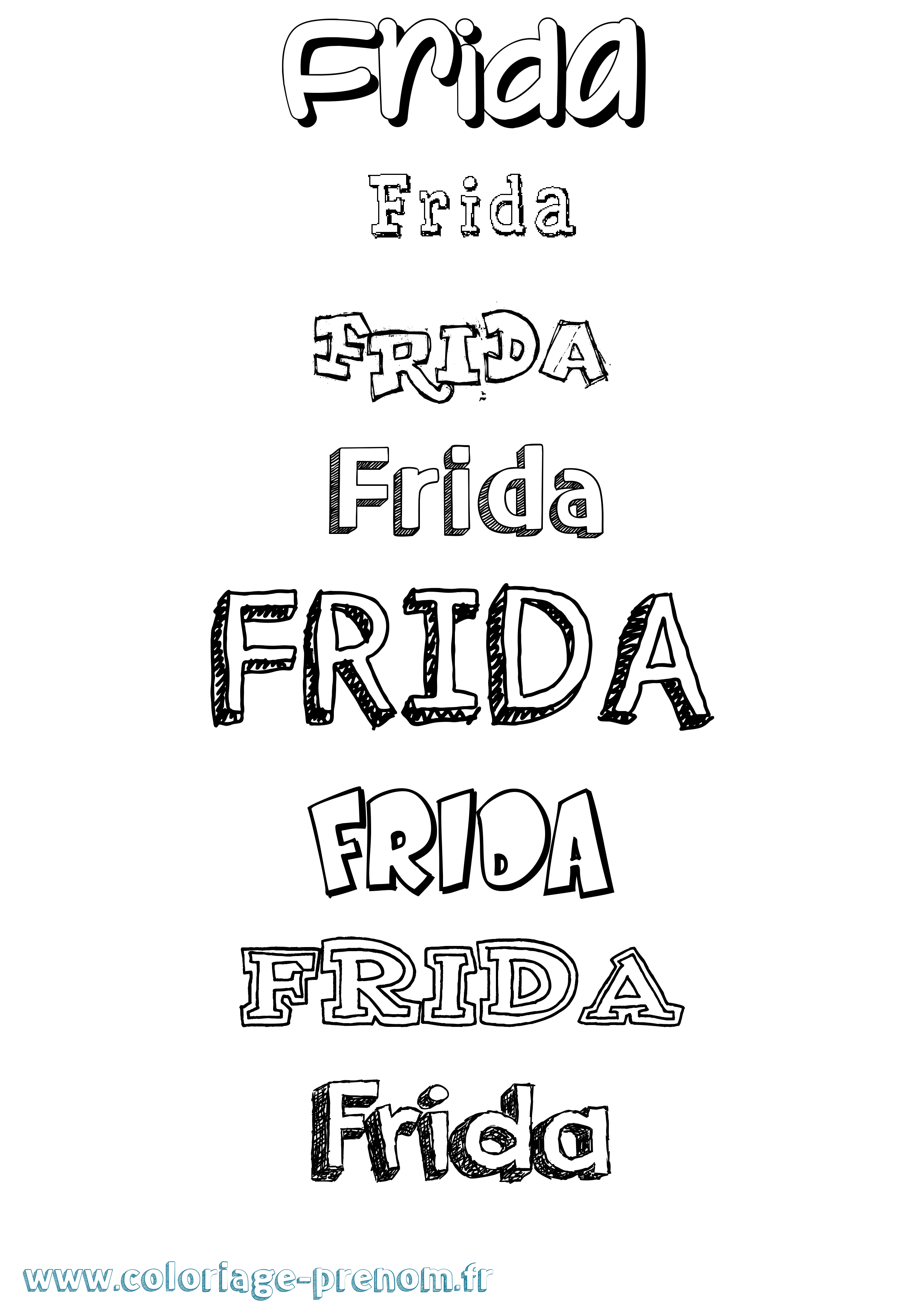 Coloriage Frida Dessiné Coloriage prénom Frida Dessiné