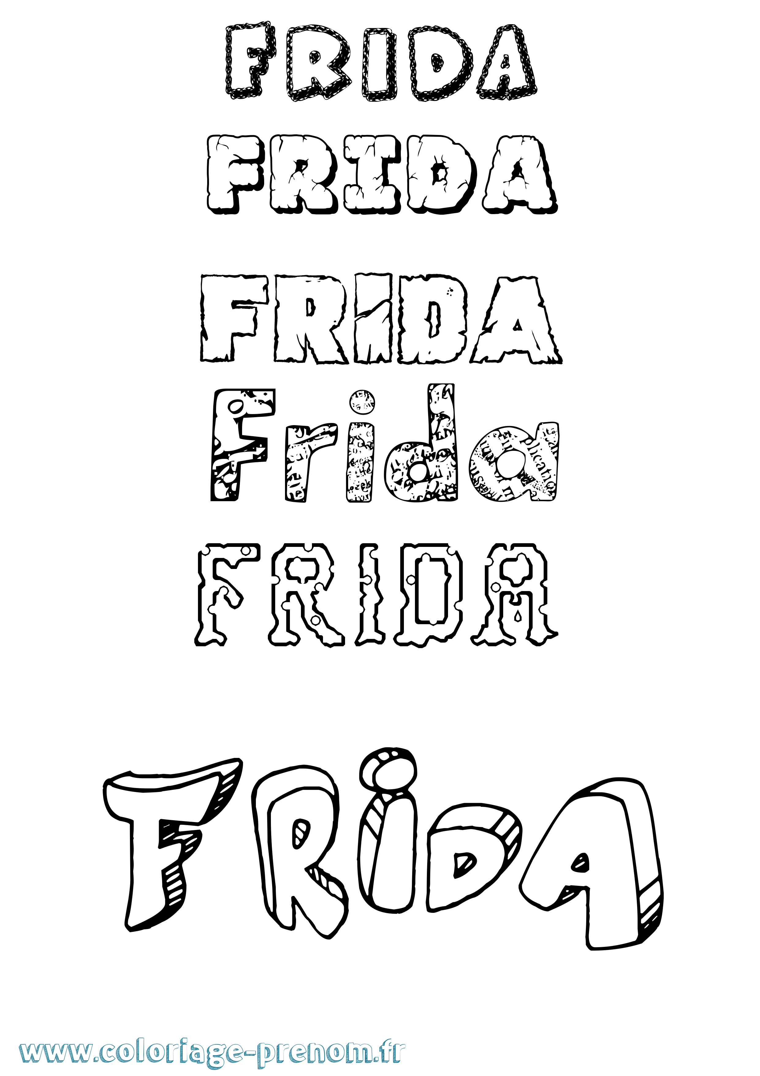 Coloriage Frida Destructuré Coloriage prénom Frida Destructuré