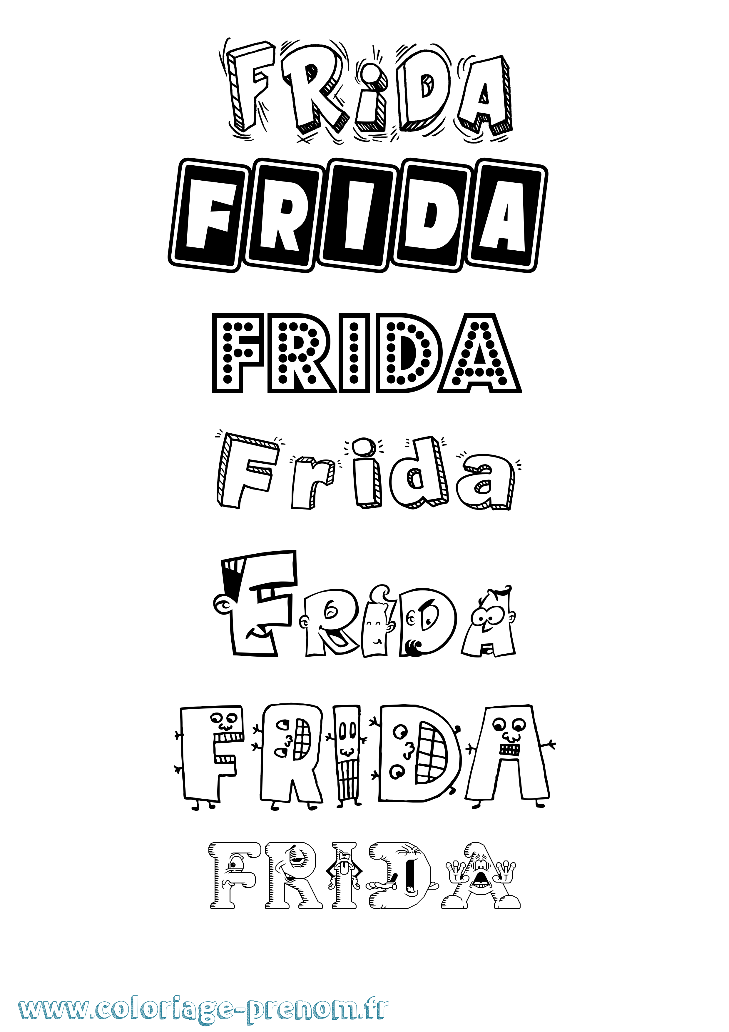Coloriage Frida Fun Coloriage prénom Frida Fun