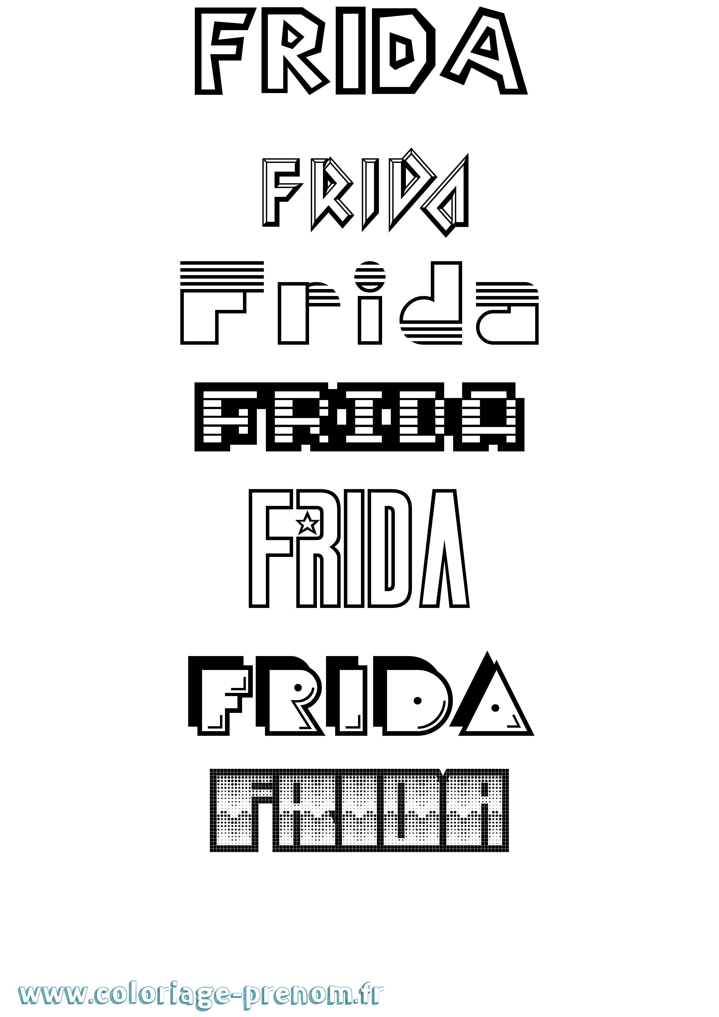 Coloriage Frida Jeux Vidéos Coloriage prénom Frida Jeux Vidéos