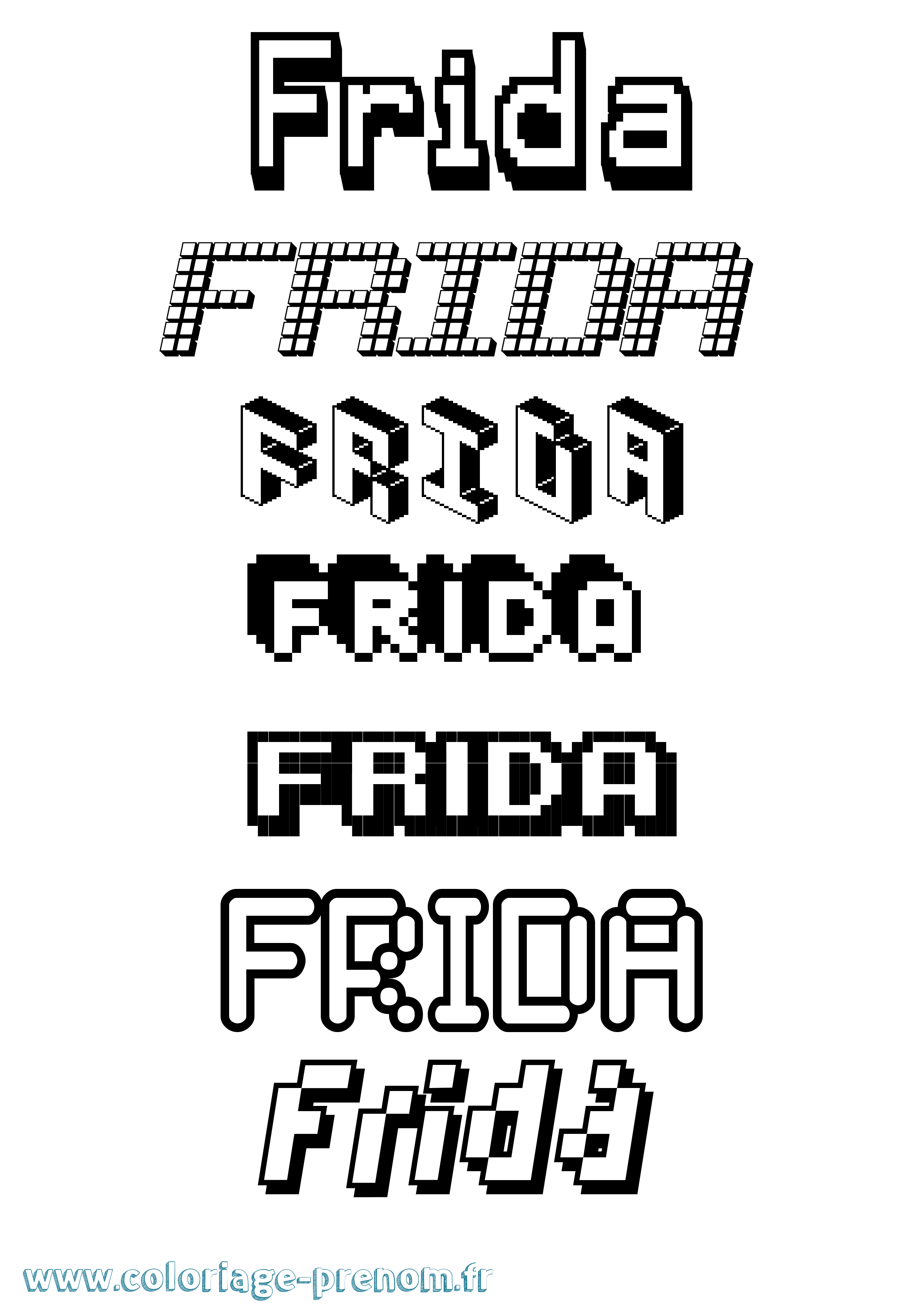 Coloriage Frida Pixel Coloriage prénom Frida Pixel