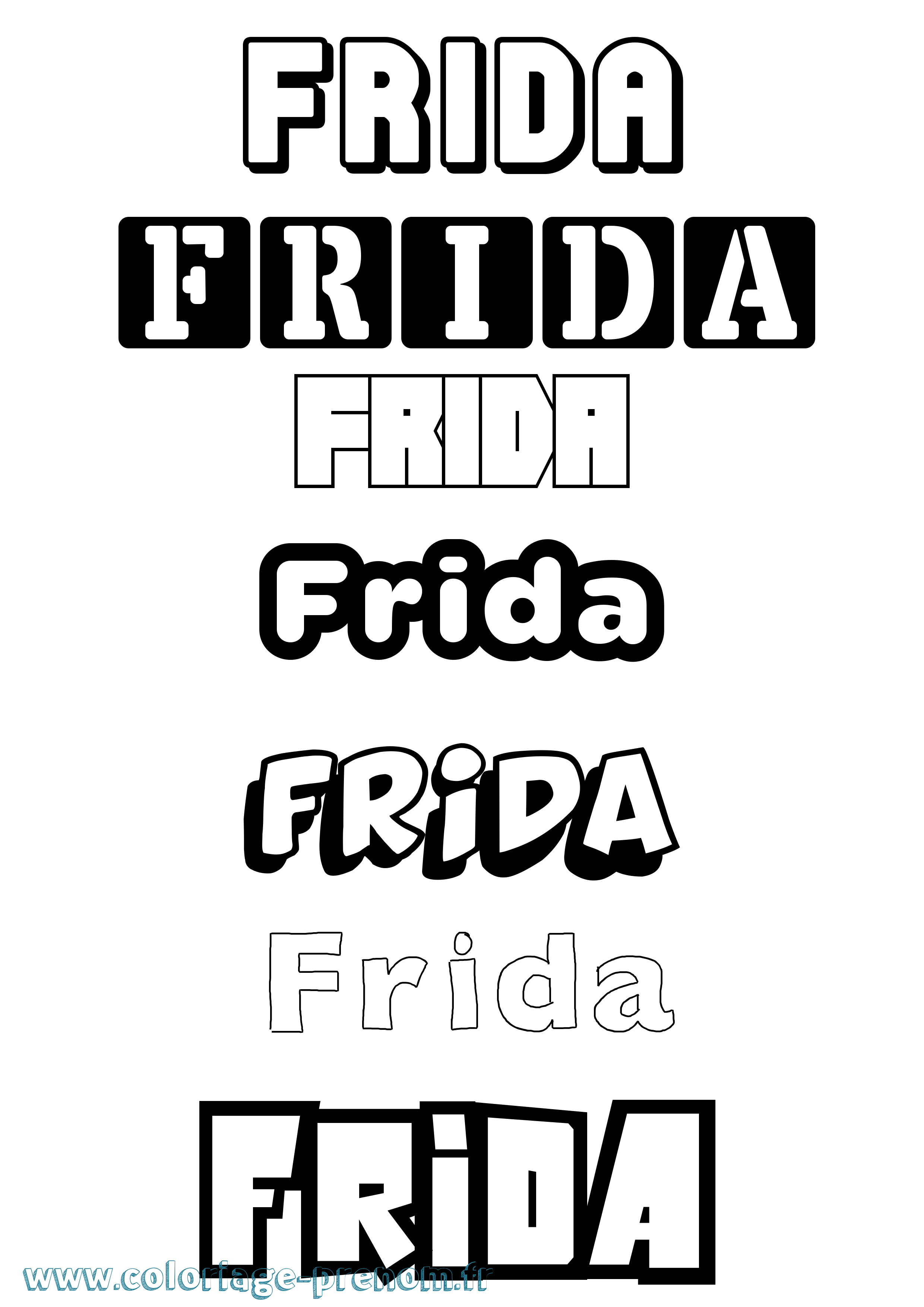 Coloriage Frida Simple Coloriage prénom Frida Simple