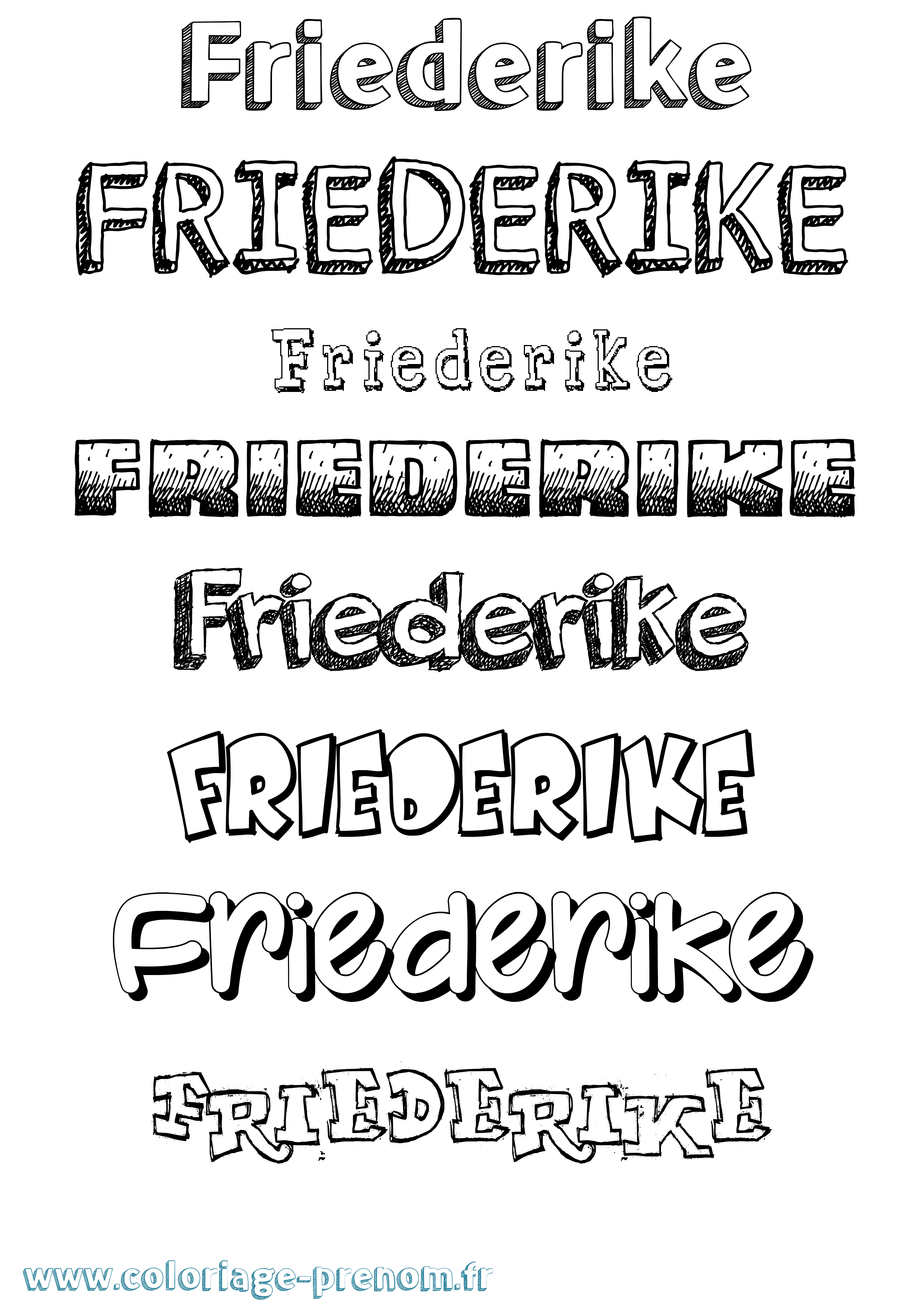 Coloriage prénom Friederike Dessiné