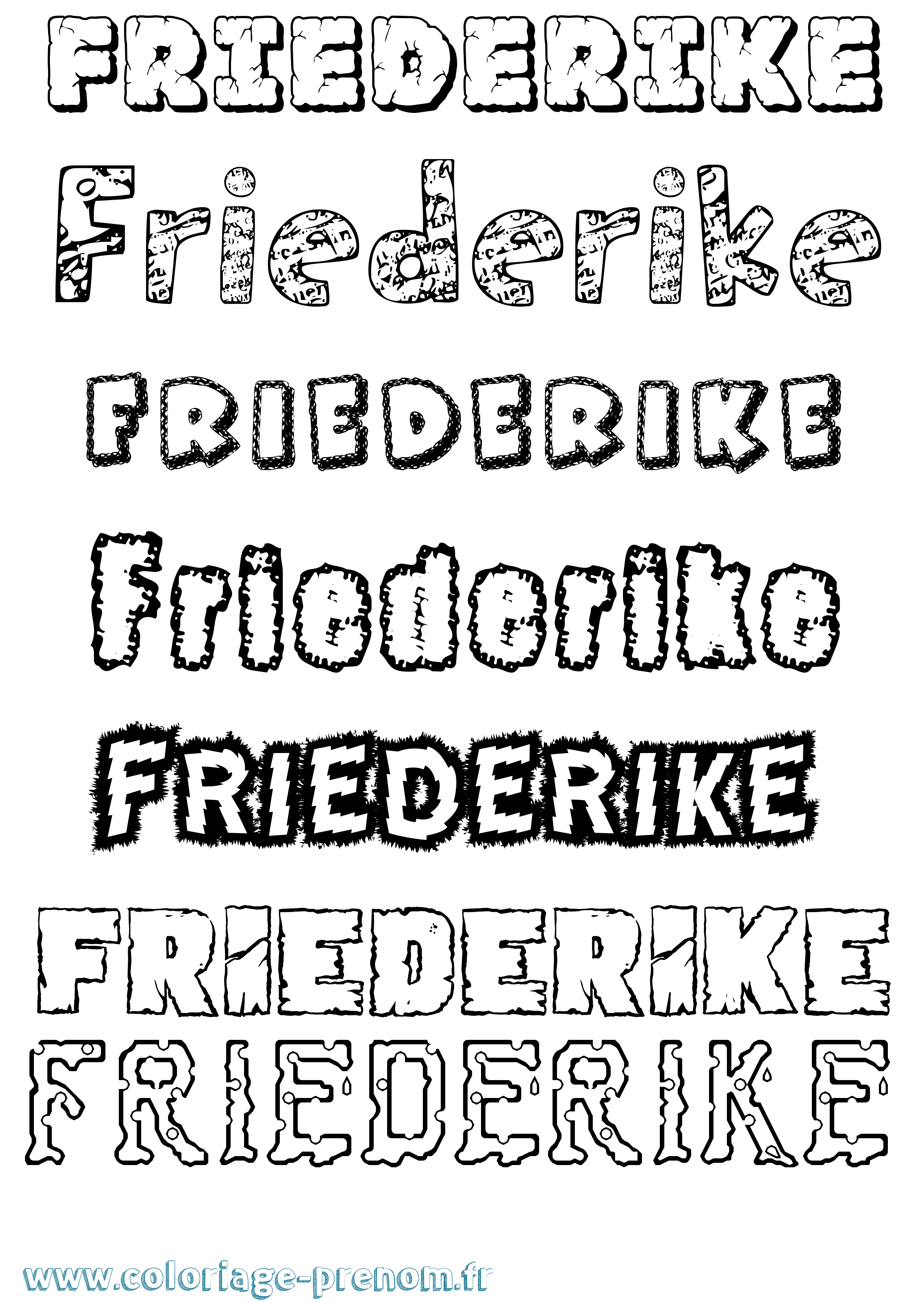 Coloriage prénom Friederike Destructuré