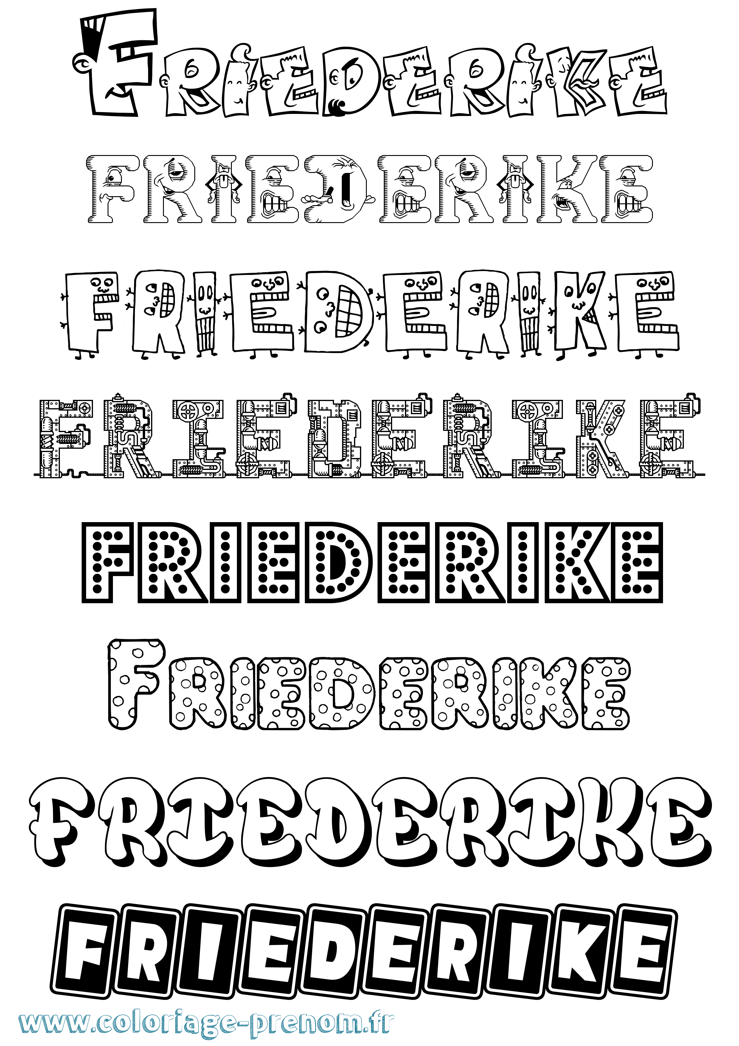 Coloriage prénom Friederike Fun