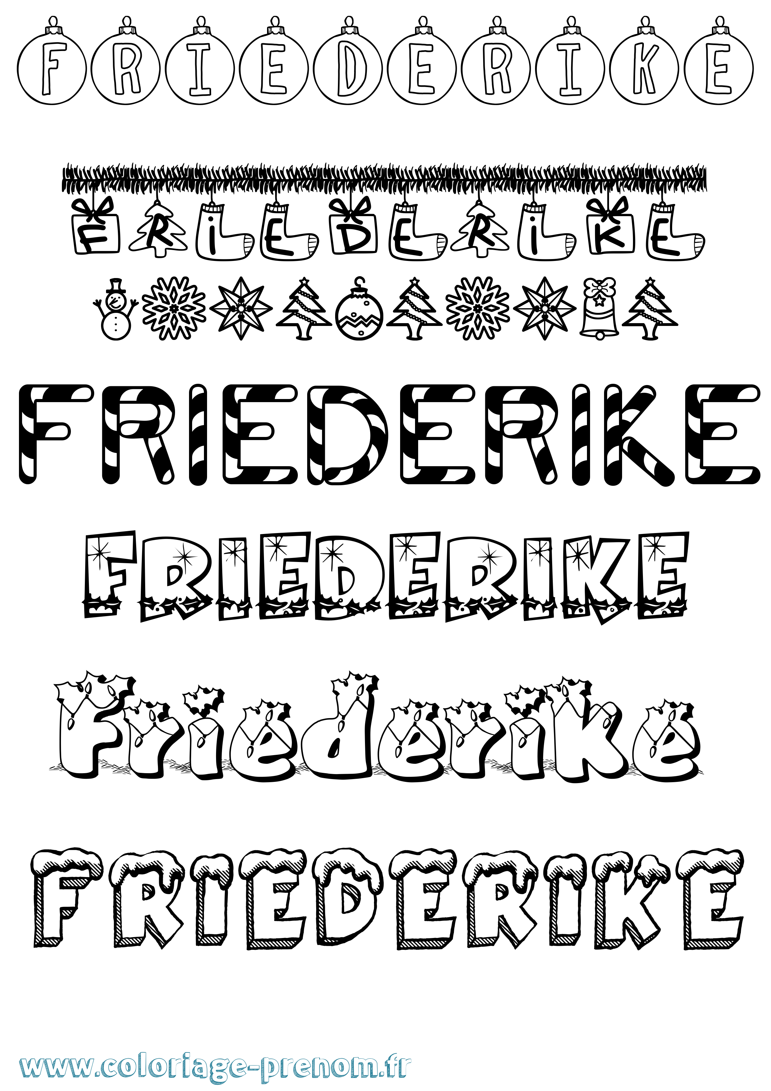 Coloriage prénom Friederike Noël