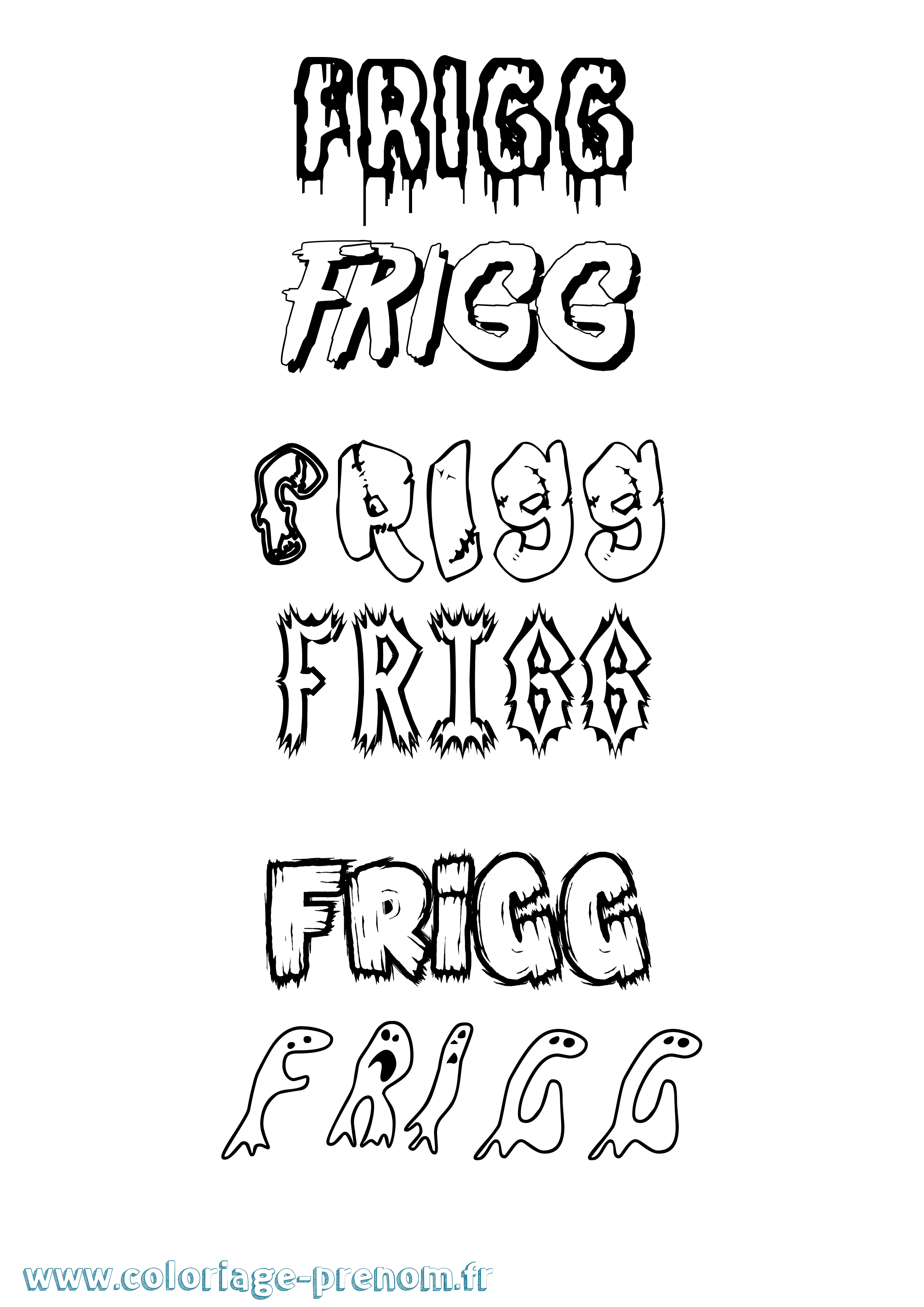 Coloriage prénom Frigg Frisson