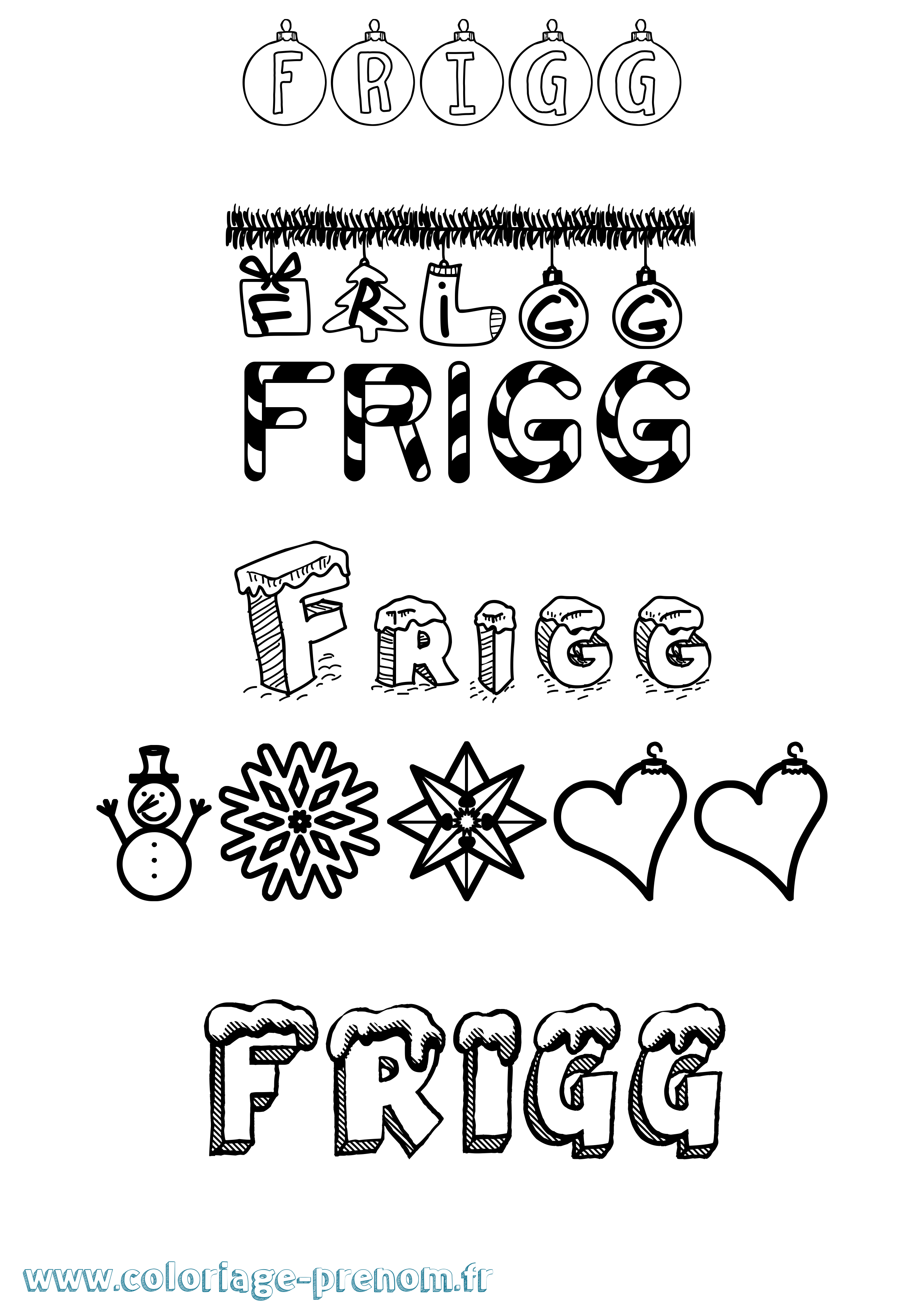 Coloriage prénom Frigg Noël