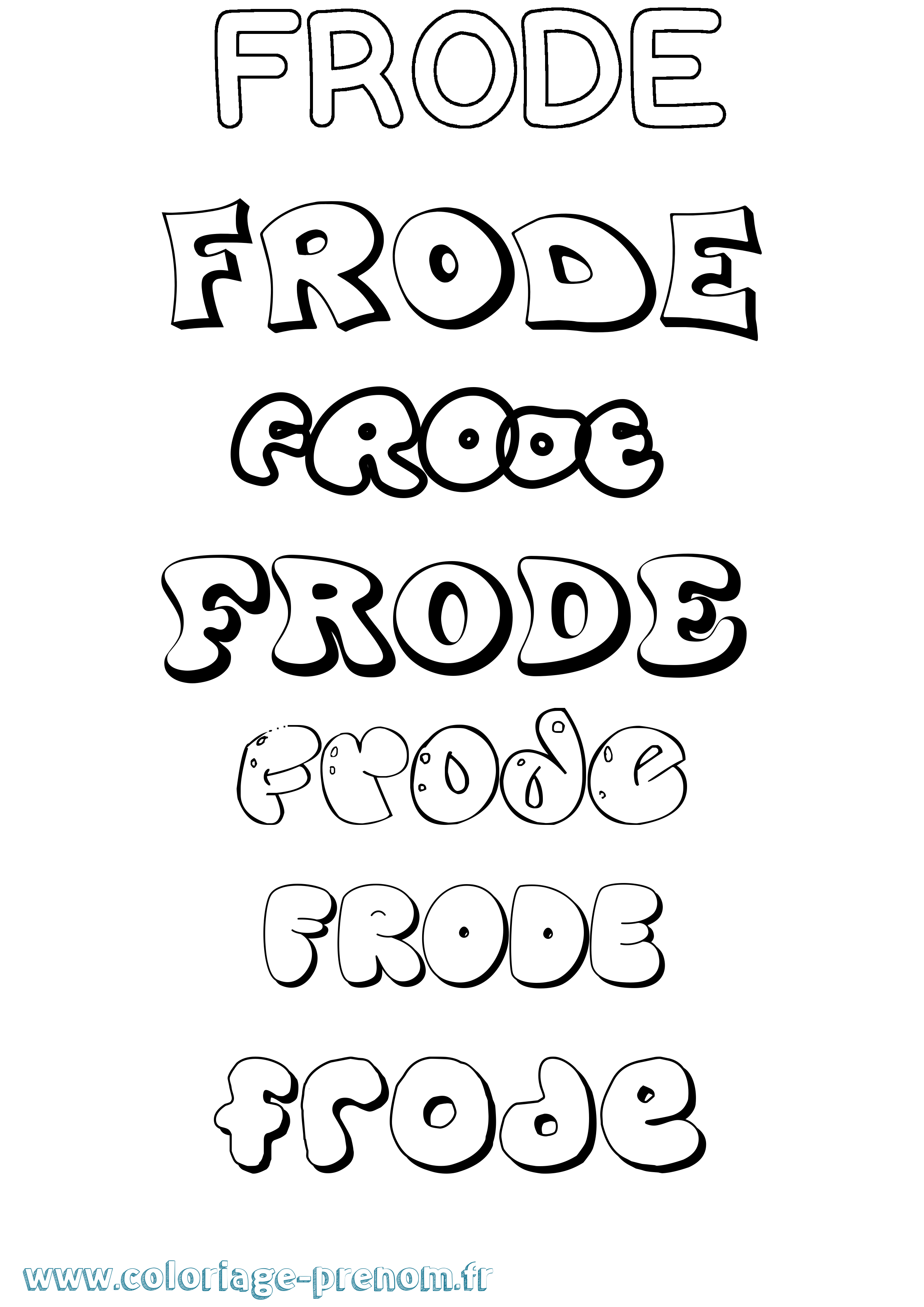 Coloriage prénom Frode Bubble