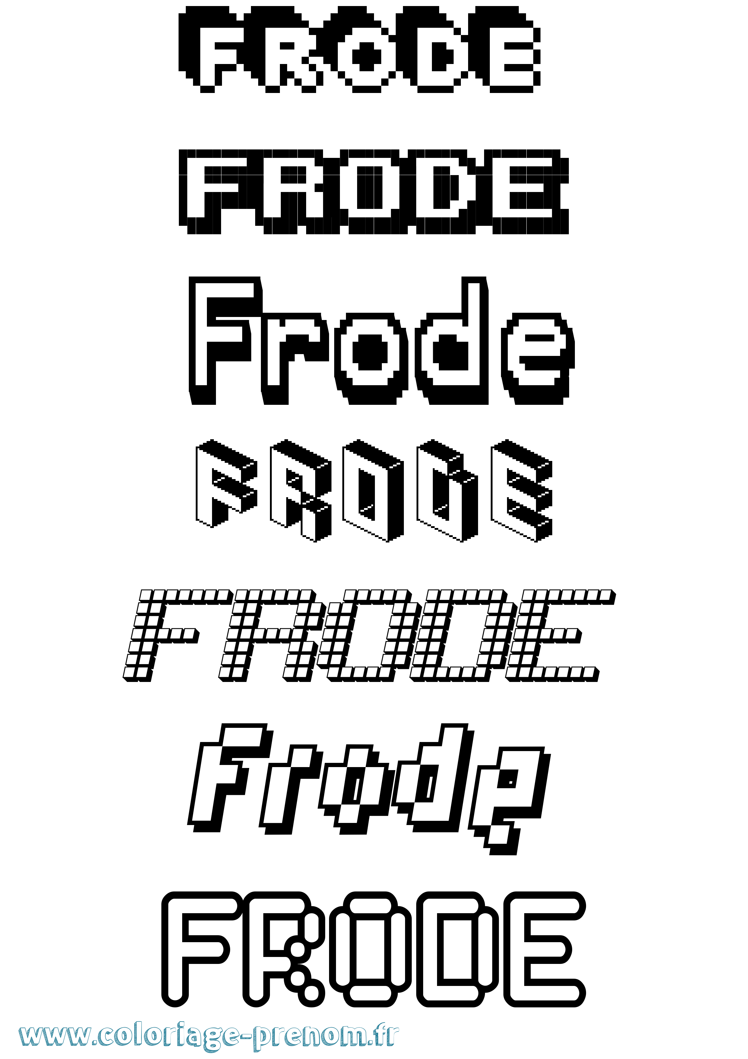 Coloriage prénom Frode Pixel