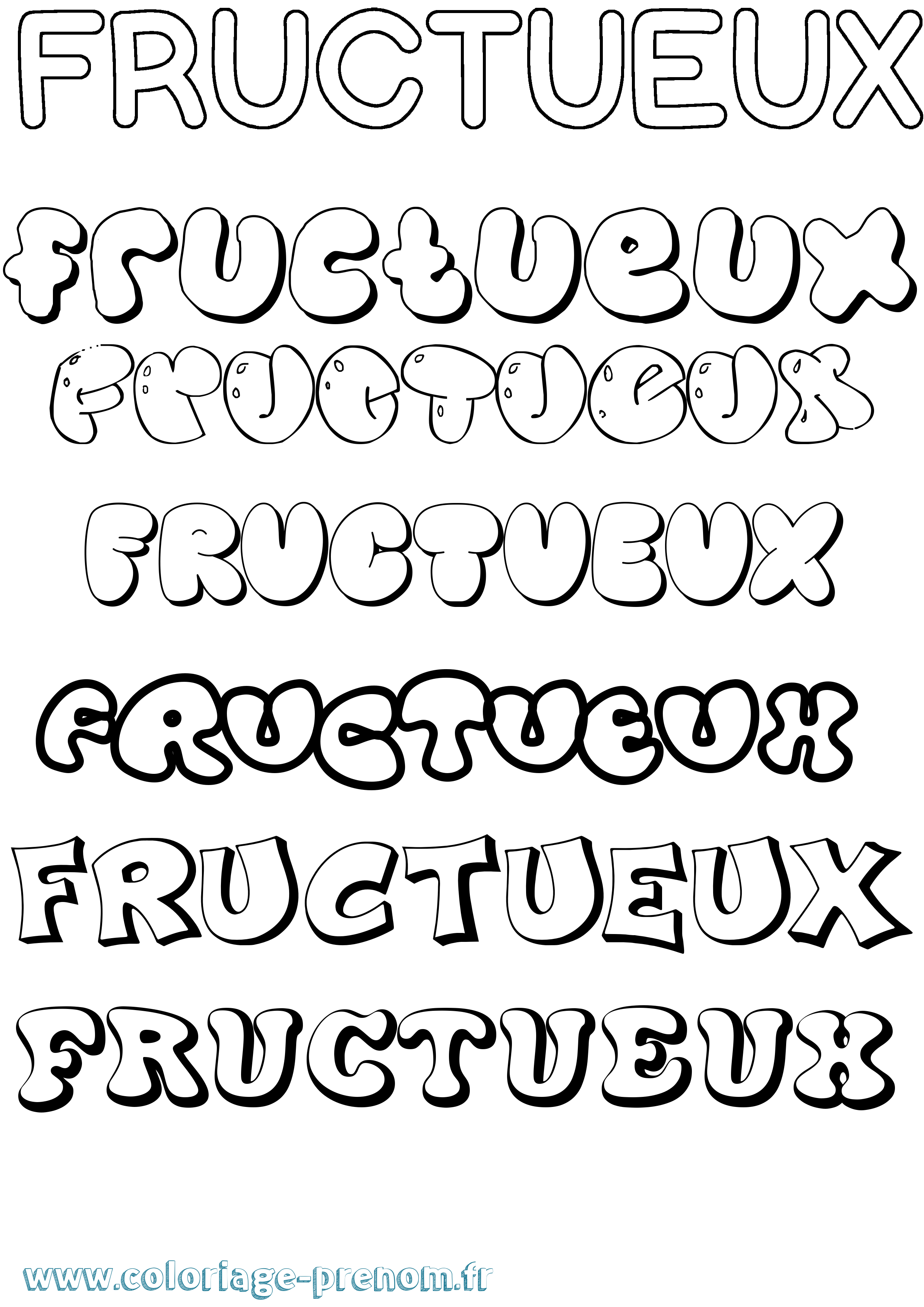 Coloriage prénom Fructueux Bubble