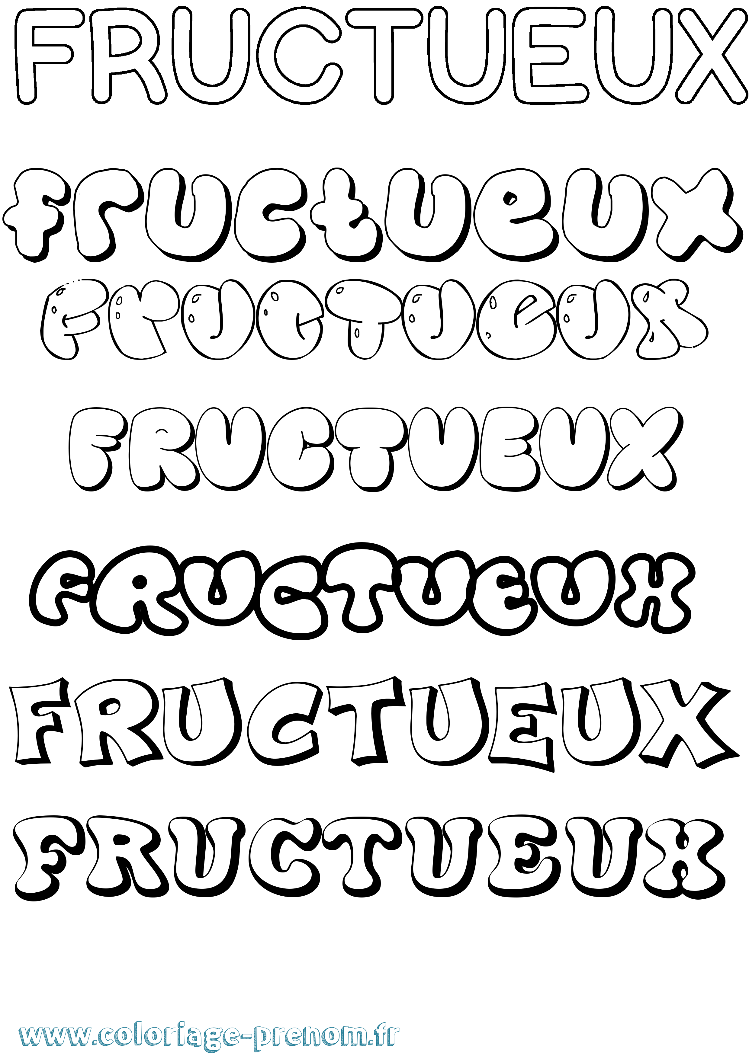 Coloriage Fructueux Bubble Coloriage prénom Fructueux Bubble