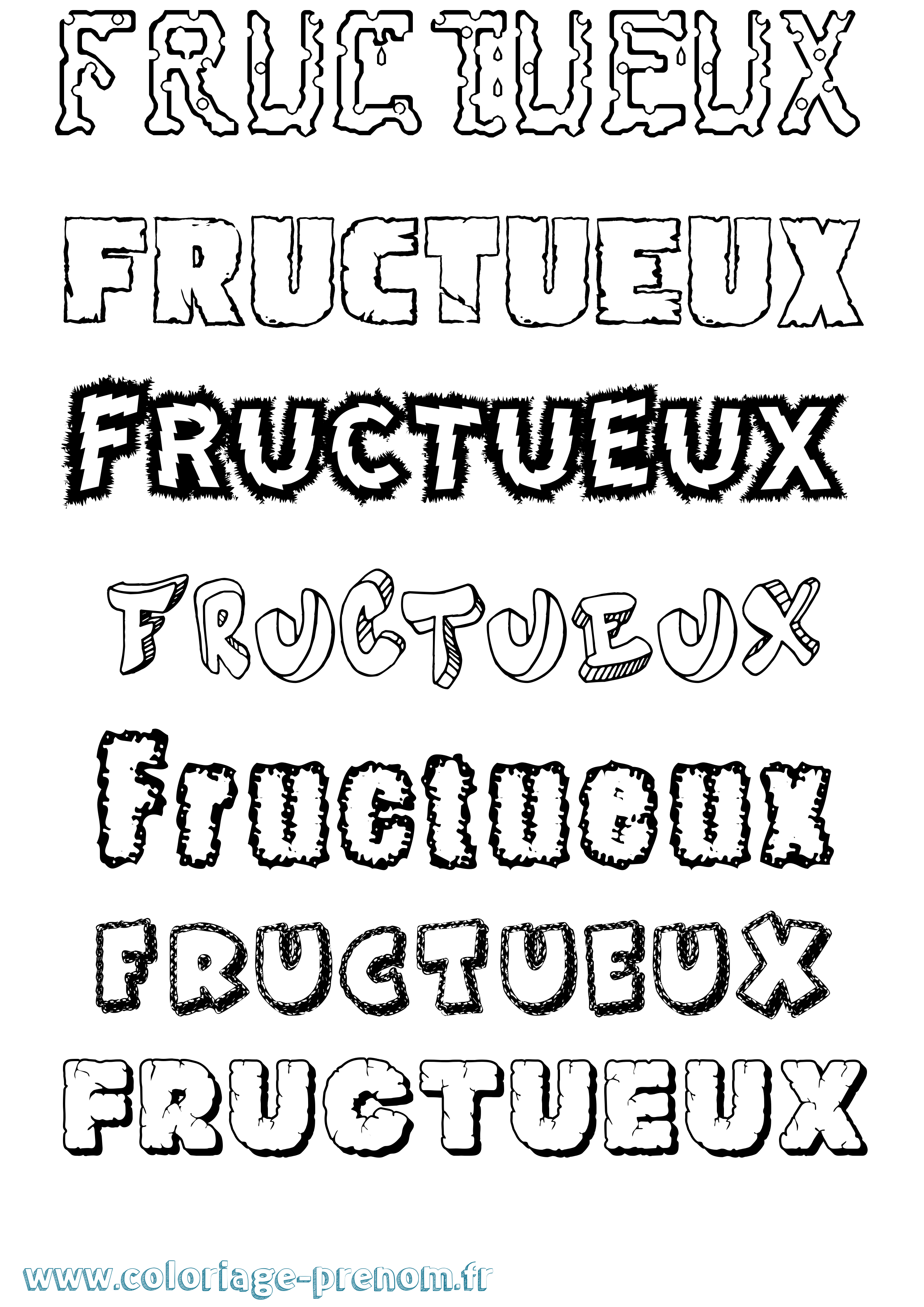 Coloriage Fructueux Destructuré Coloriage prénom Fructueux Destructuré